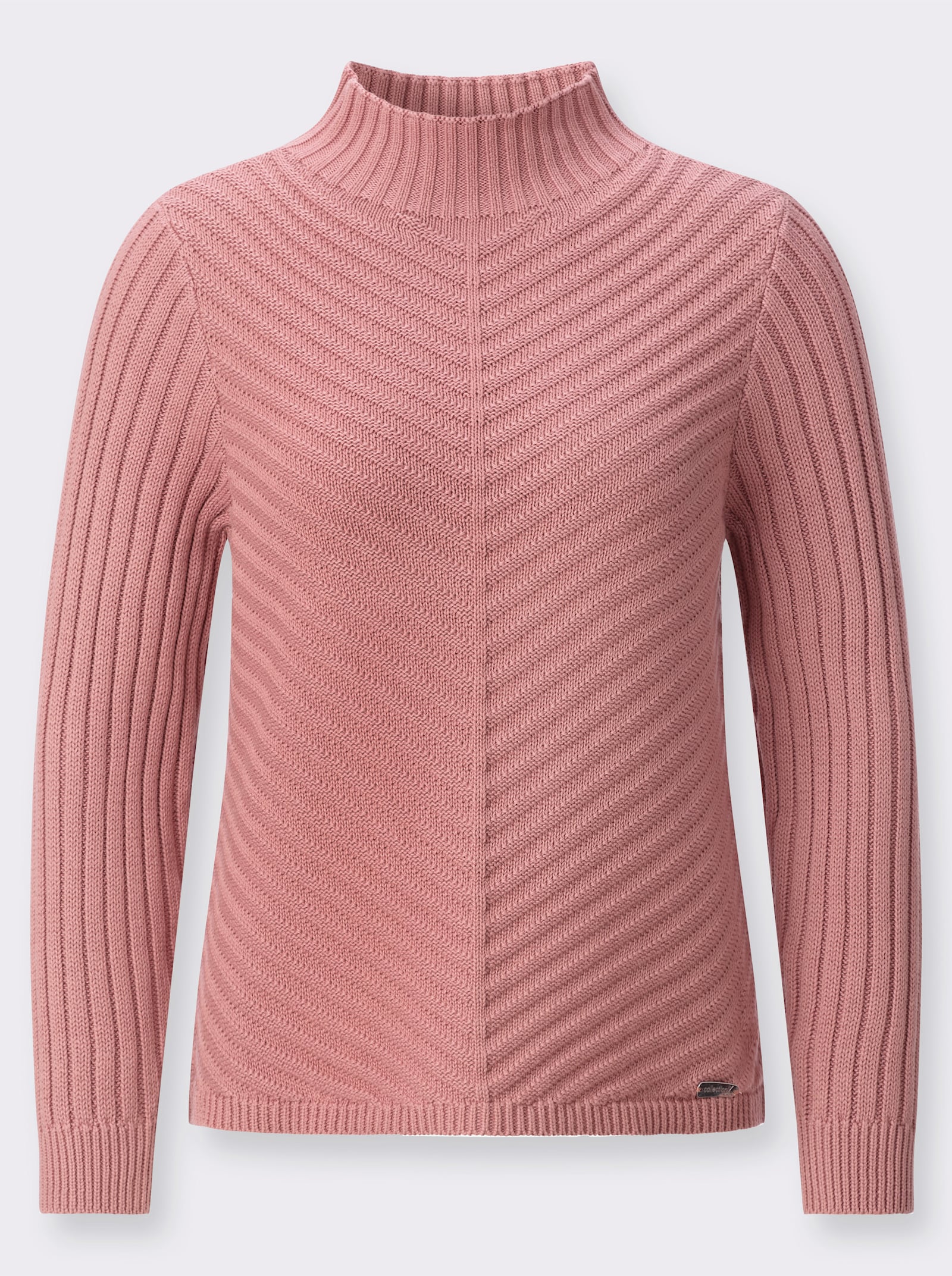 Stehkragenpullover mit abgerundetem Saum - rosenholz