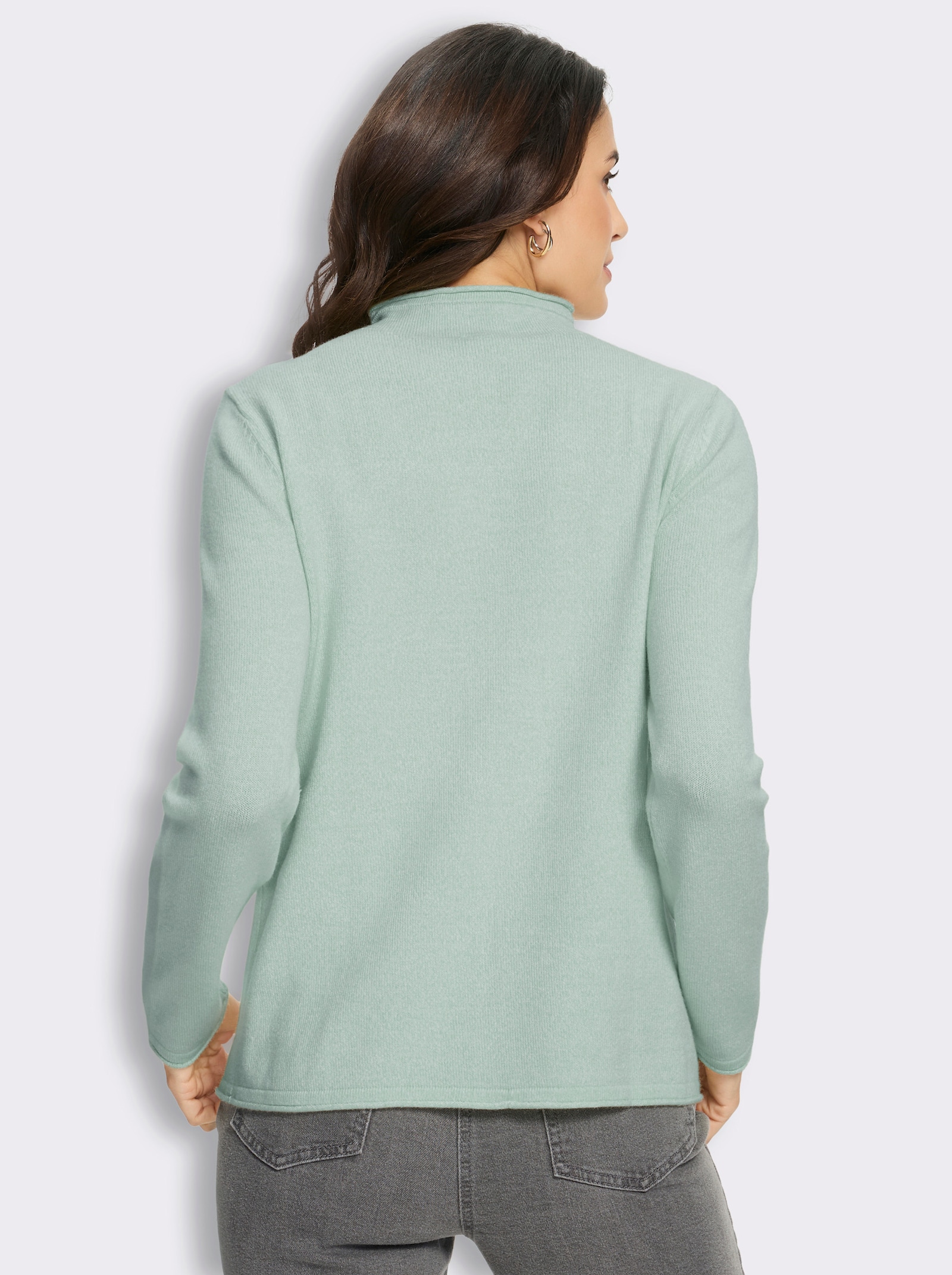  Feinstrickpullover mit Kelchkragen - kalkmint-meliert