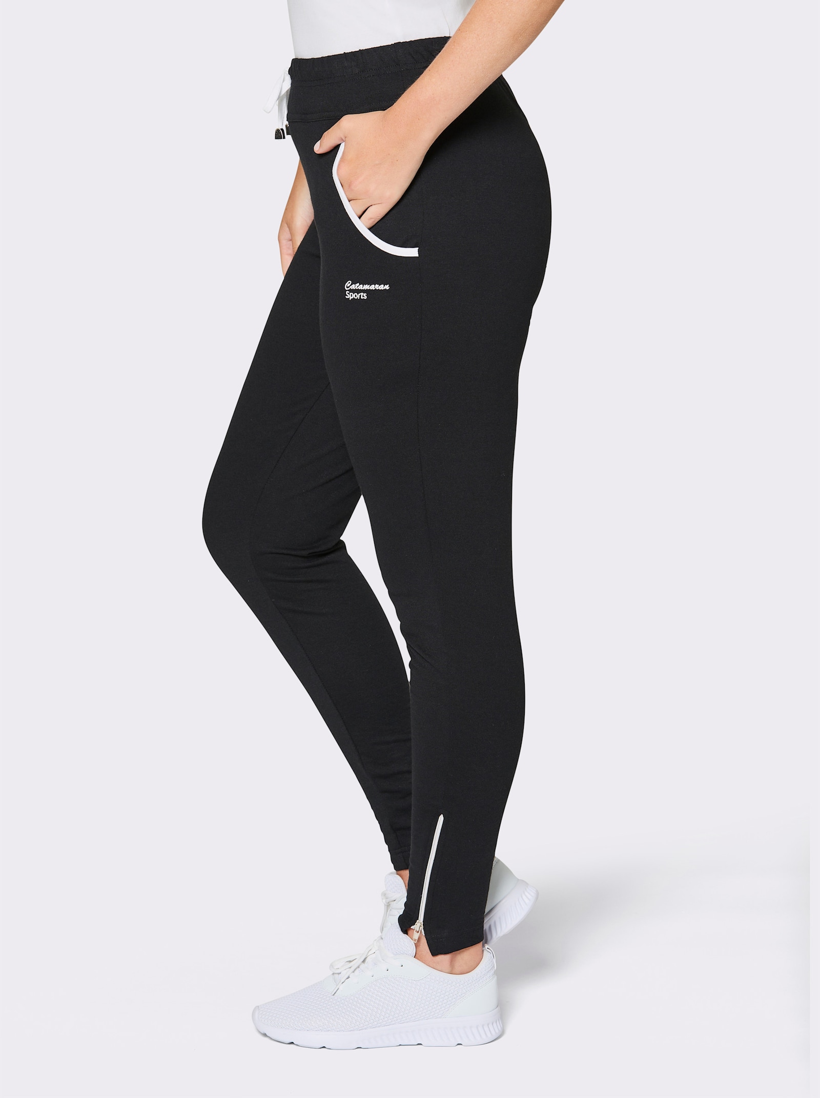 Catamaran Sports Freizeithose mit Reißverschluss am Saum - schwarz