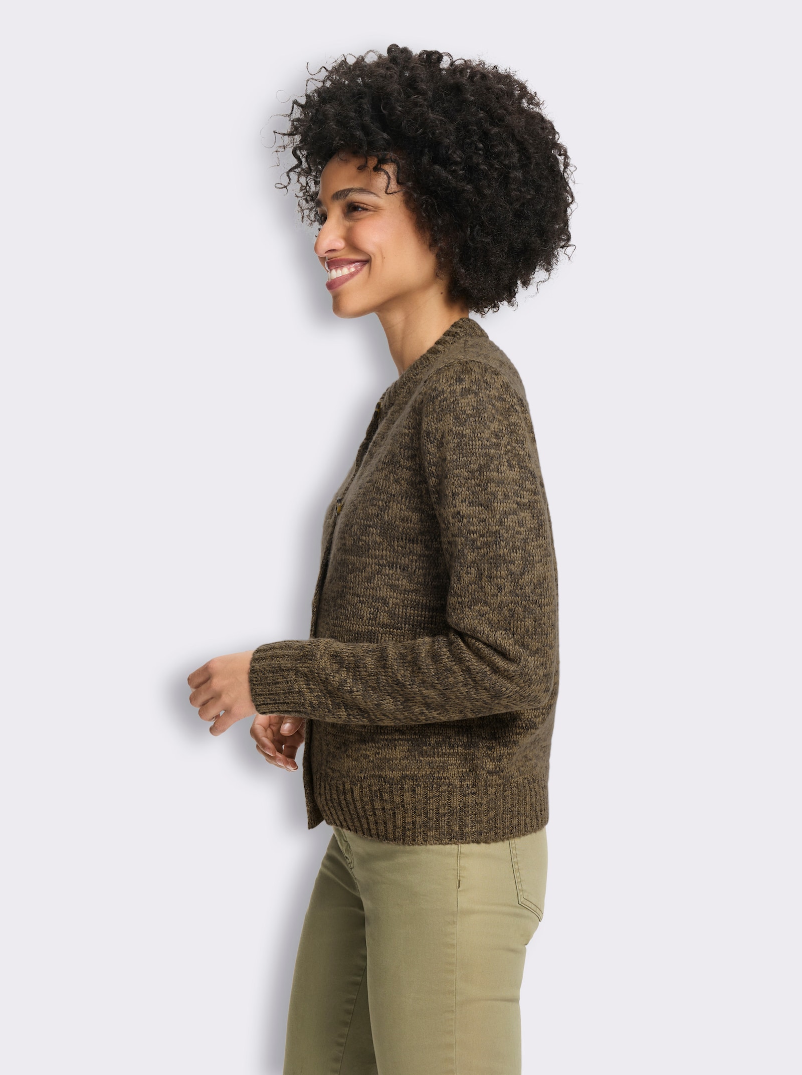 heine Strickjacke in melierter Optik - schoko-sesam-meliert