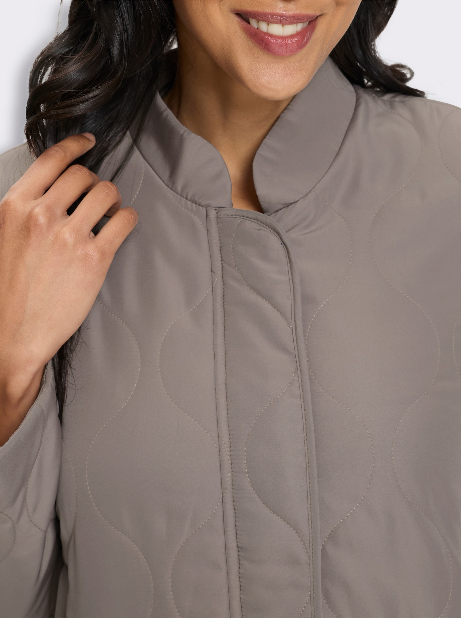 Steppjacke mit Baseball-Kragen - taupe