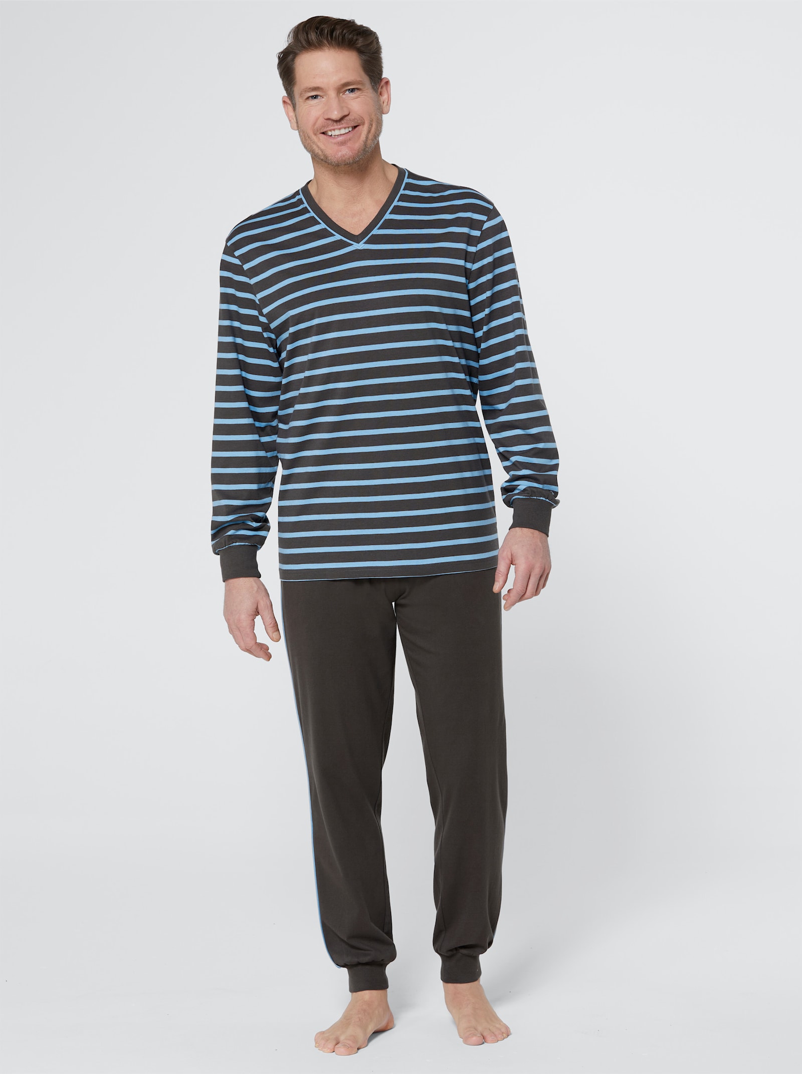 wäschepur men Pyžamá - Grafitová + džínsová modrá