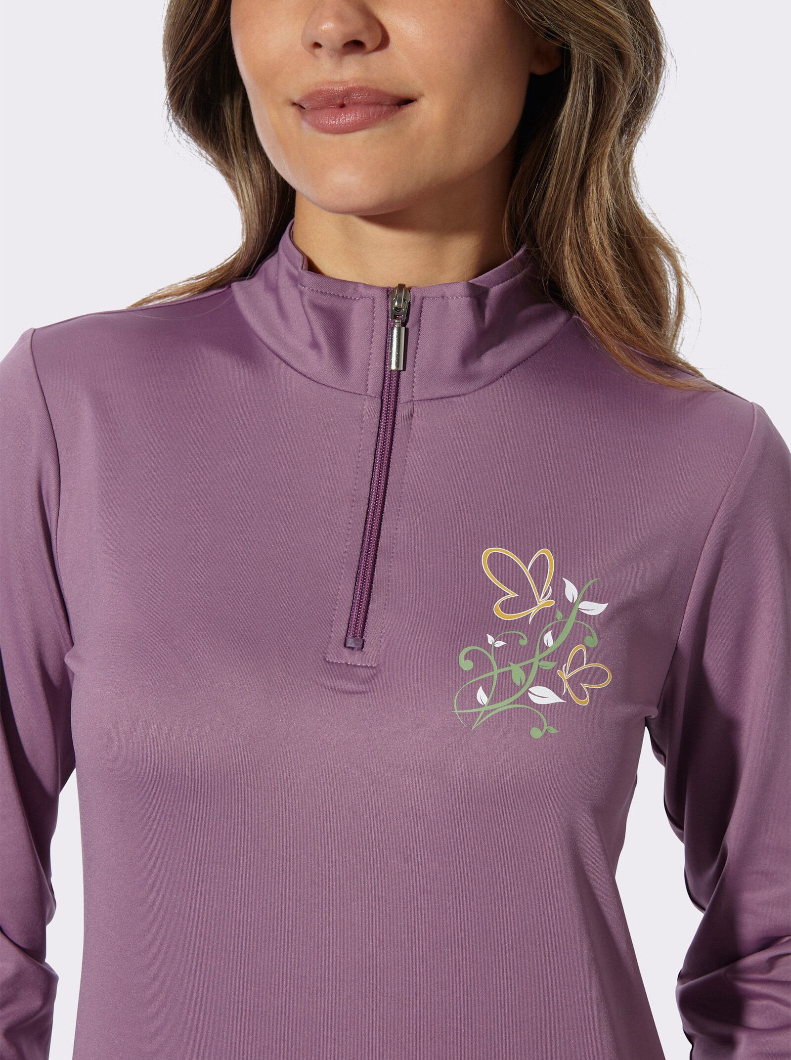 Freizeitshirt mit Druckmotiv - violett