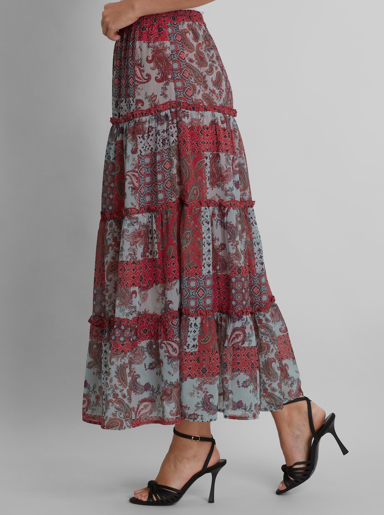 heine Schlupfrock aus Crinkle-Chiffon - jade-erdbeere-bedruckt
