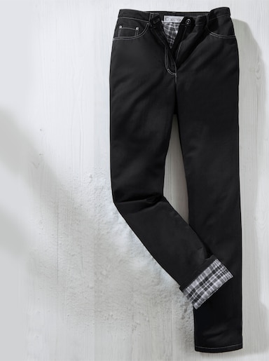Cosma Thermohose mit kariertem Futter - schwarz