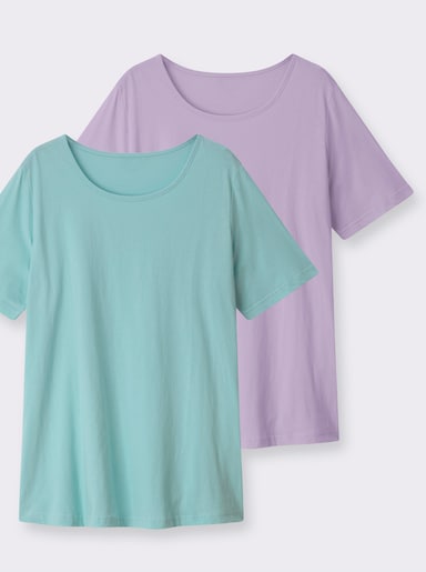 Longshirt im Doppelpack - flieder + mint