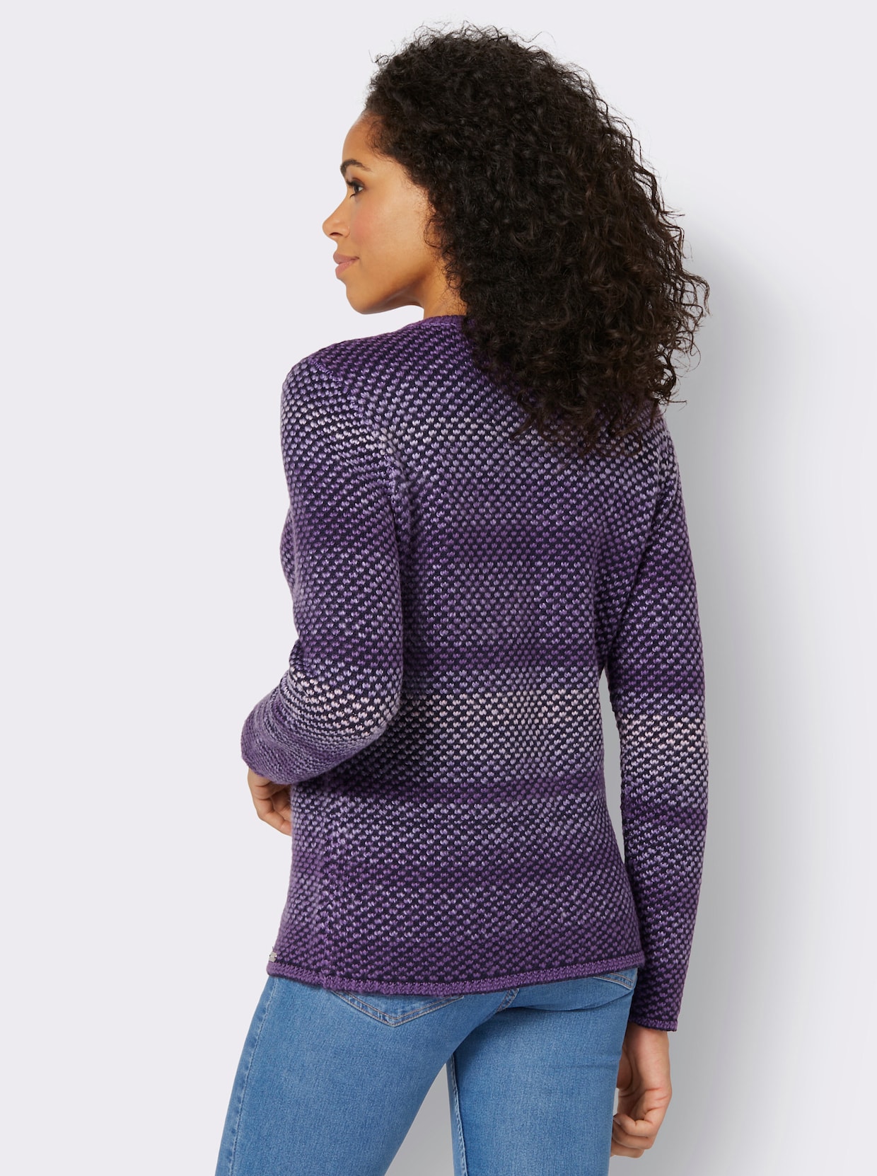 Pullover met ronde hals - paars/marine gedessineerd