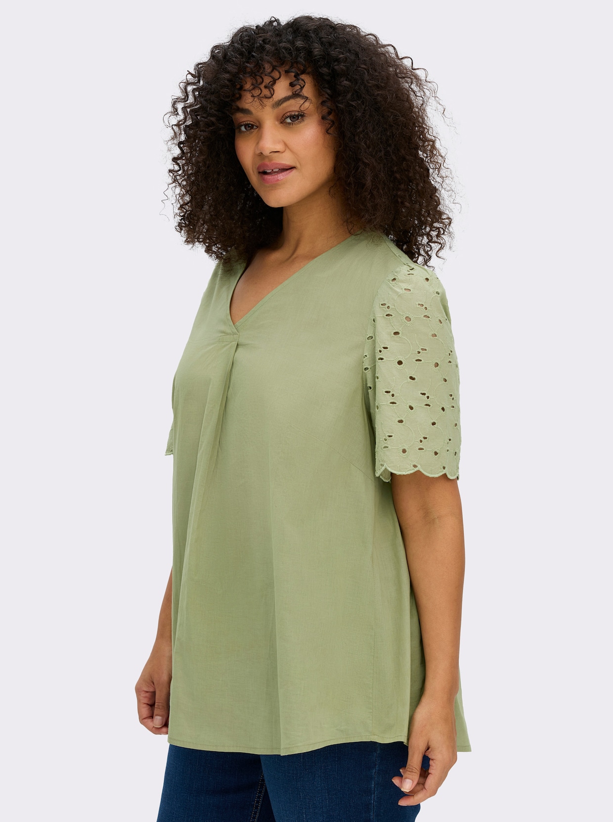 sheego Tuniek met ajourwerk - rietgroen