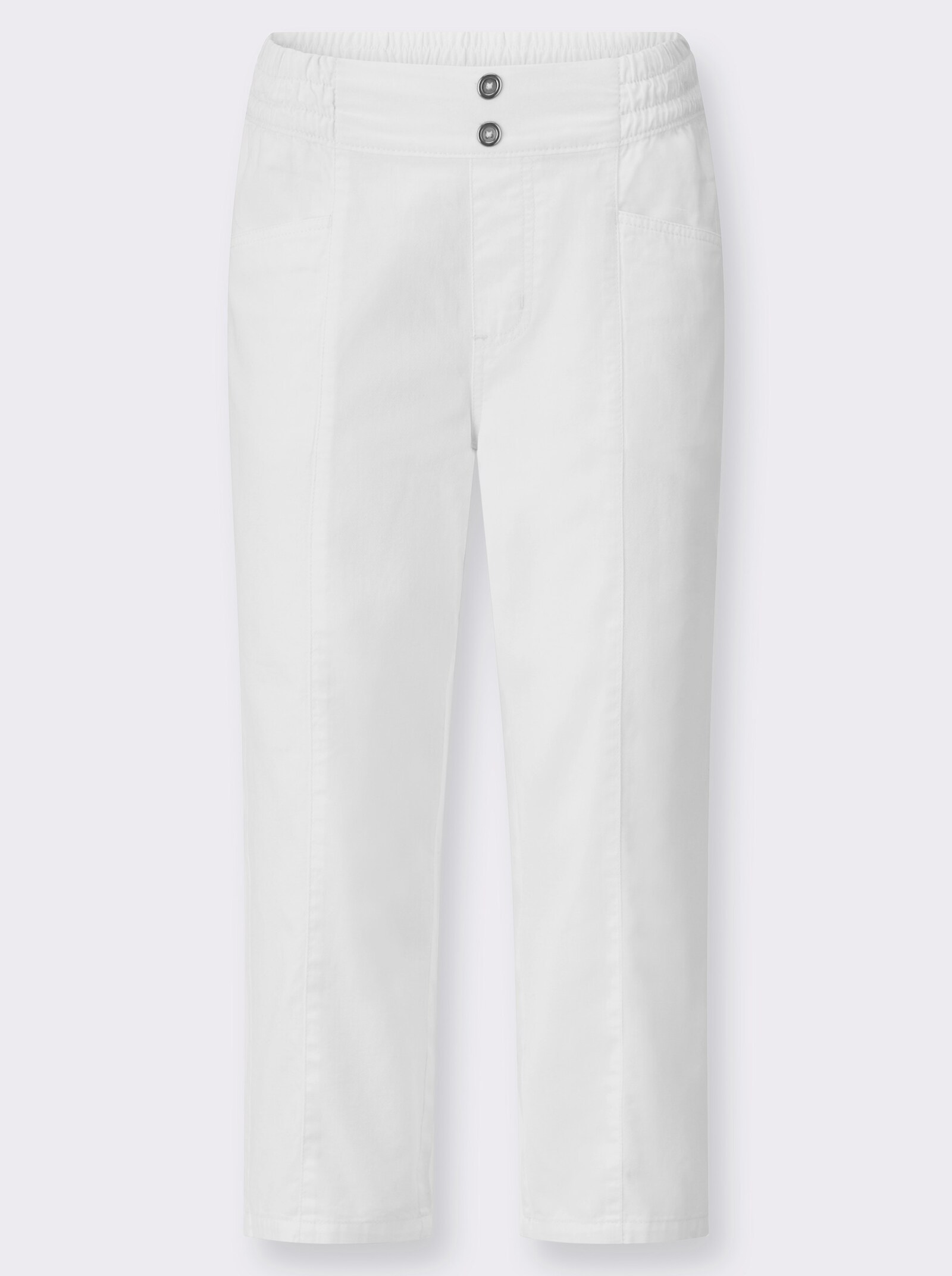 3/4-långa jeans med dekorknappar - vit