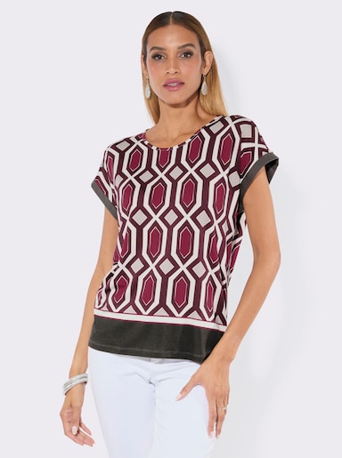 Kurzarmshirt mit Grafik-Dessin - malve-graphit-bedruckt