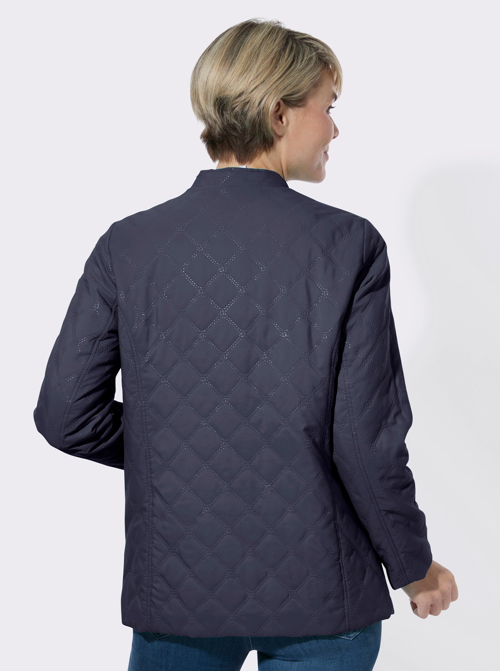 Steppjacke mit Prägedruck in Steppoptik - marine
