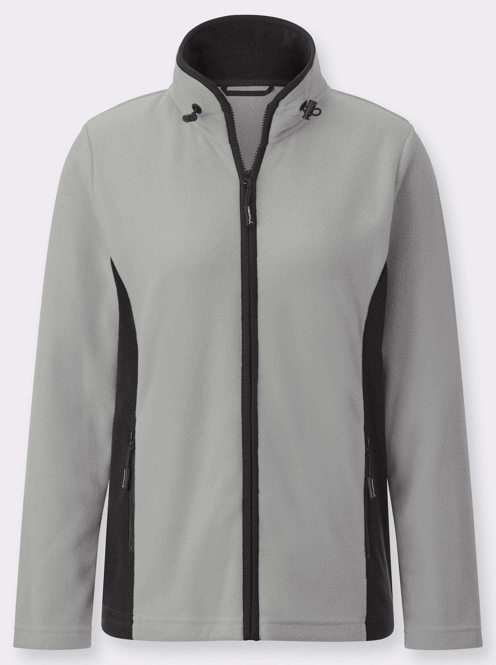 Fleecejacke mit Kontraststreifen - steingrau-meliert