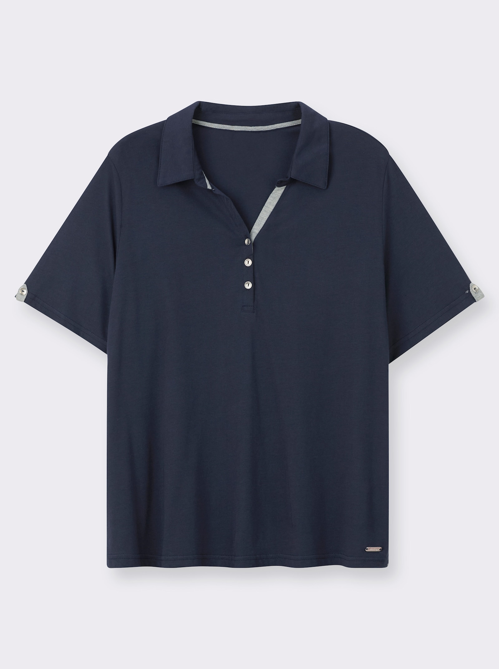Poloshirt mit Zierriegel - marine