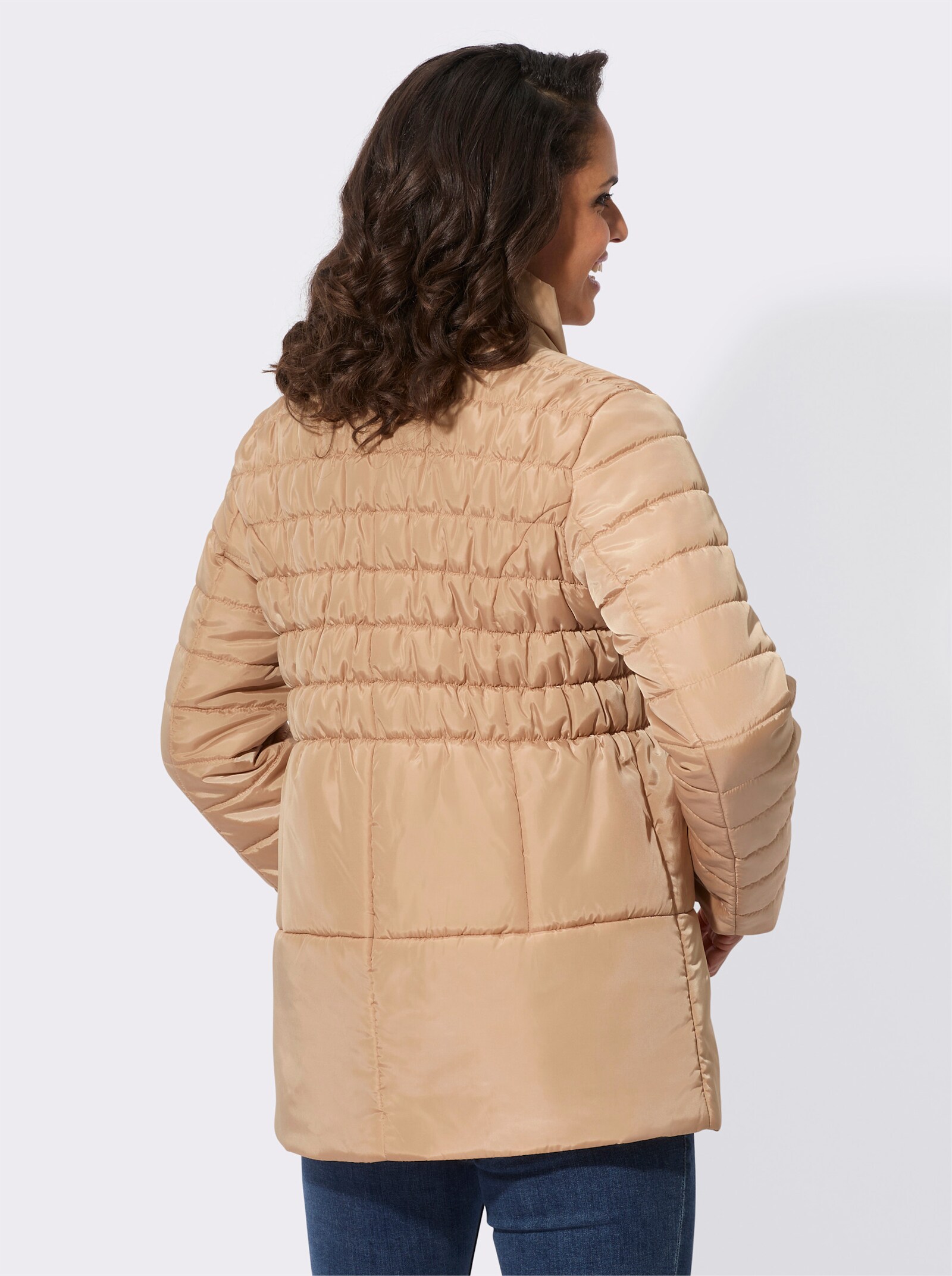 Gewatteerde jas met zigzagpatroon - camel