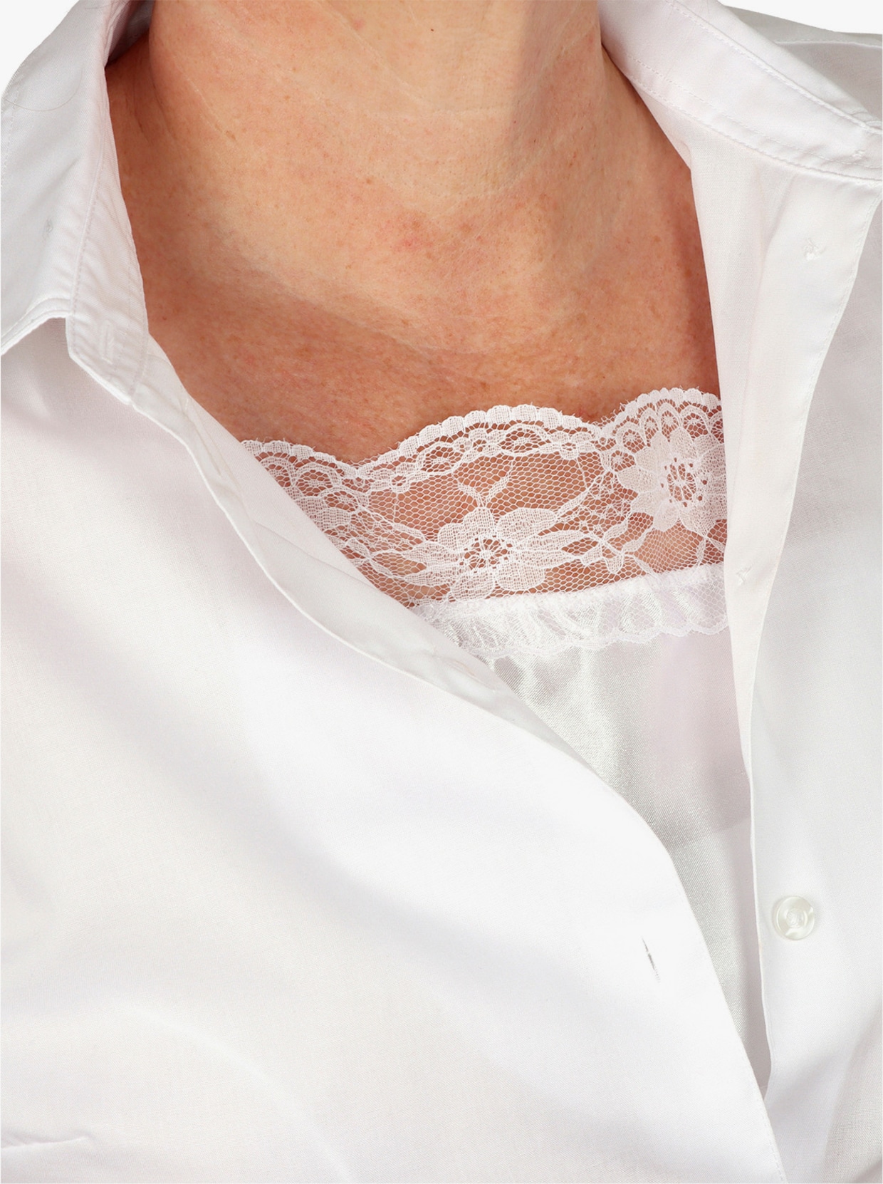 Krajková vsadka do výstřihu - bílá + černá