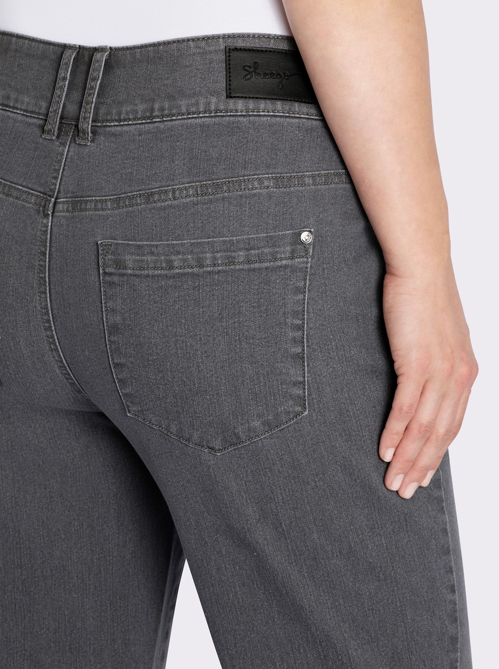 sheego 7/8-Jeans mit Zipper am Saum - stone-grey-denim