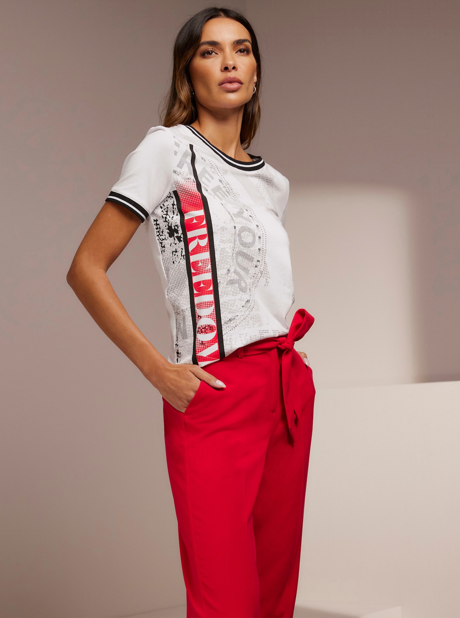 heine Rundhalsshirt mit Print - weiß