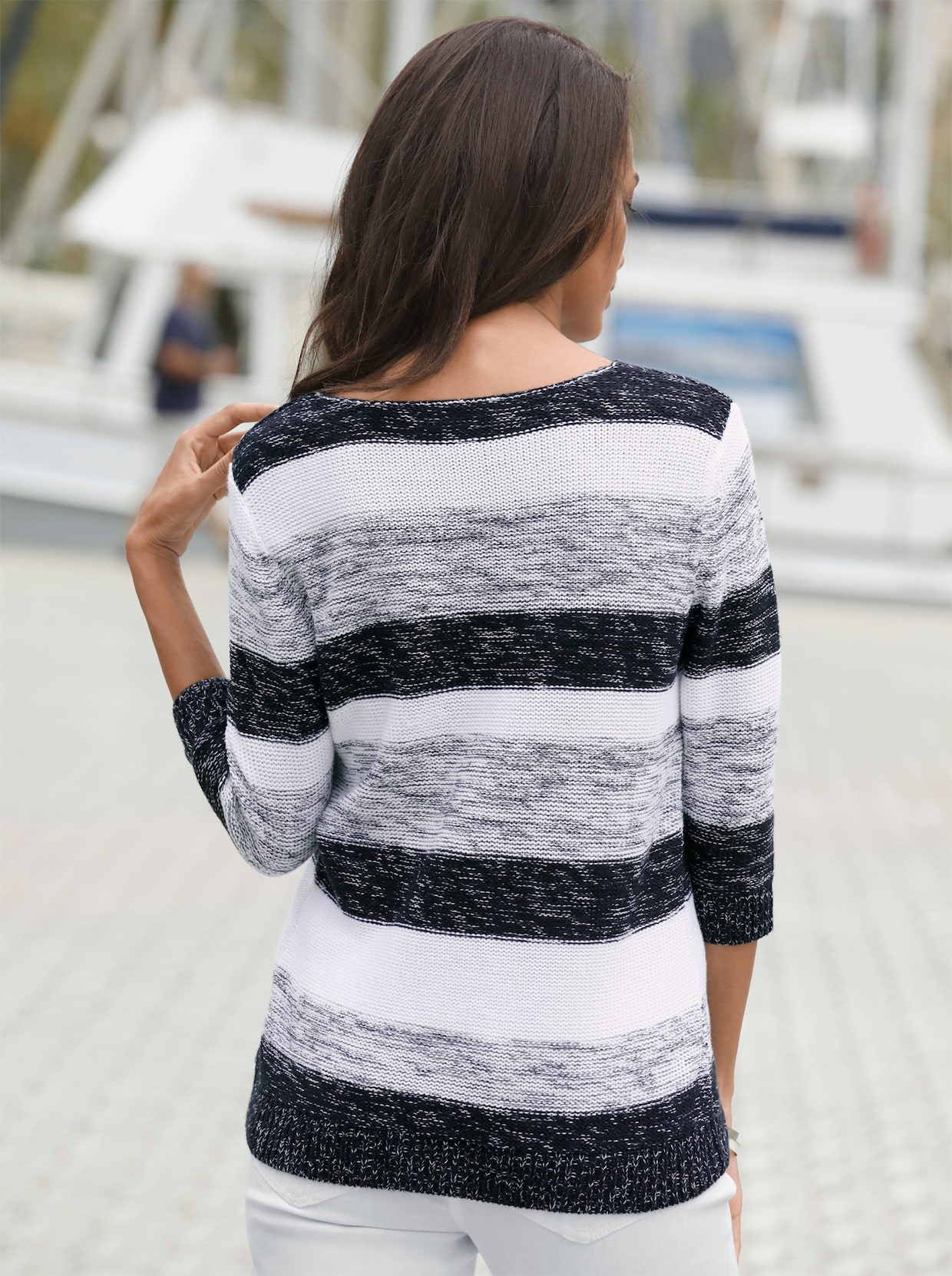 Gestreepte pullover - wit/marine gestreept