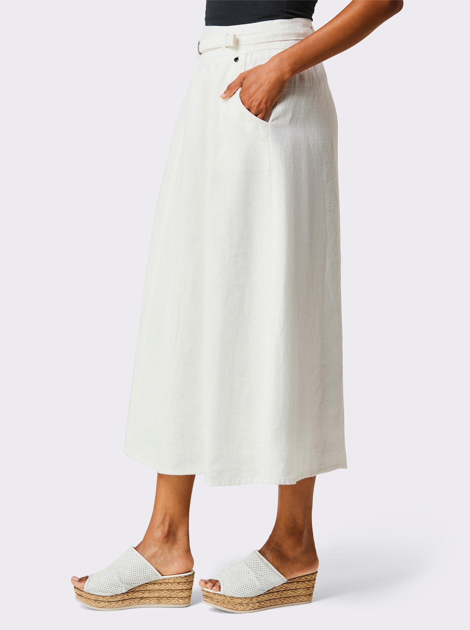 CREATION L PREMIUM Sommerrock aus reinem Leinen - ecru