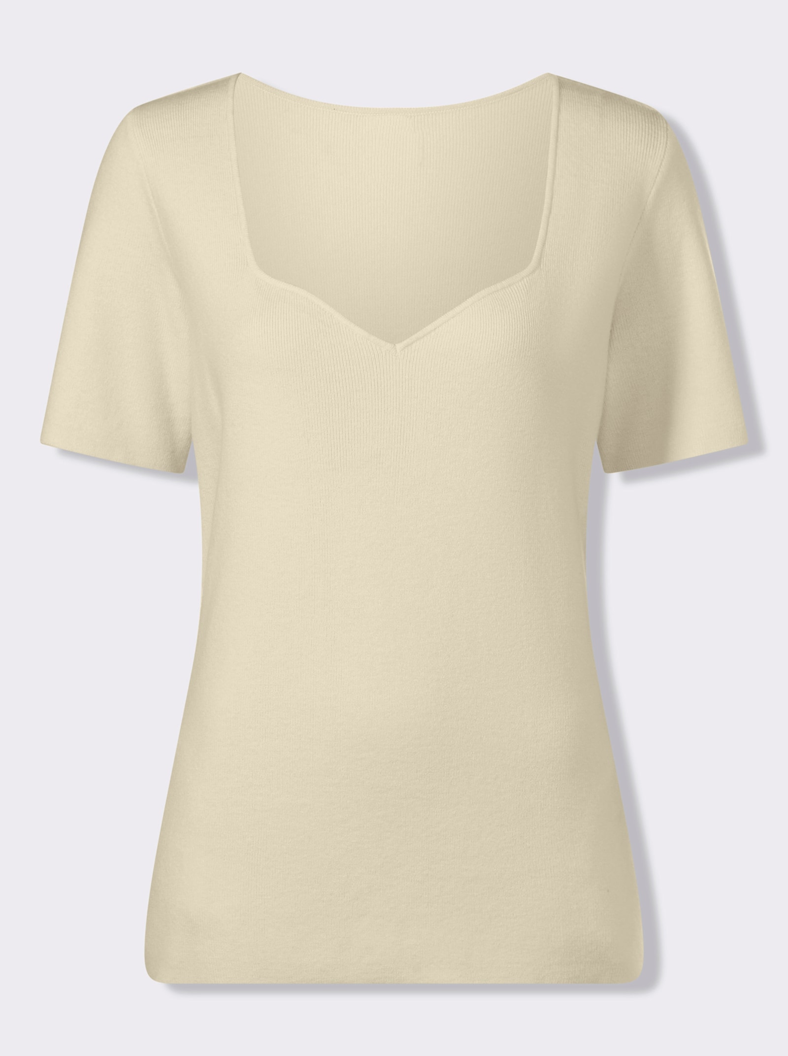 heine Kurzarmpullover mit Herz-Ausschnitt - champagner