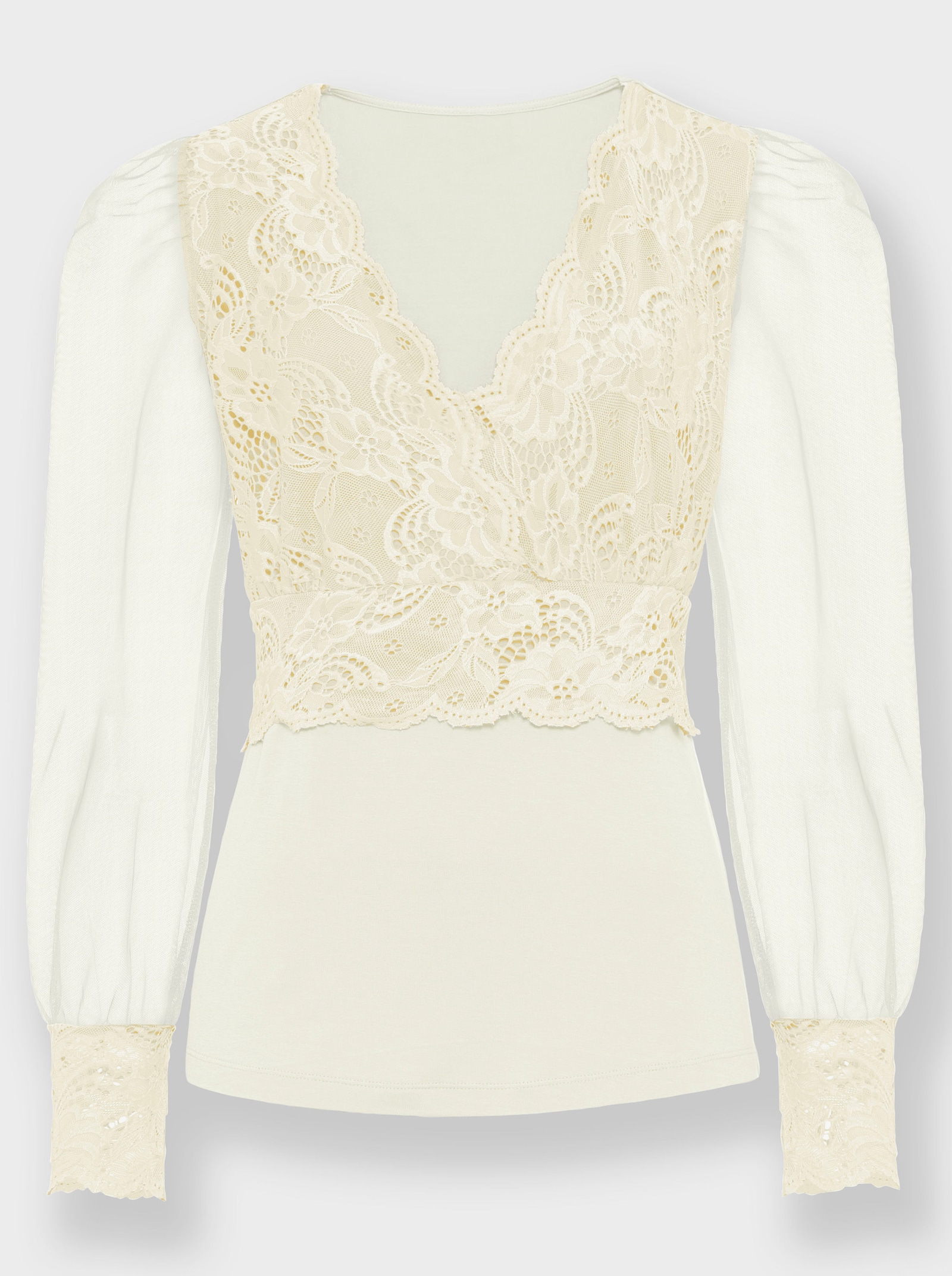 heine Langarmshirt mit transparenten Ärmeln - champagner