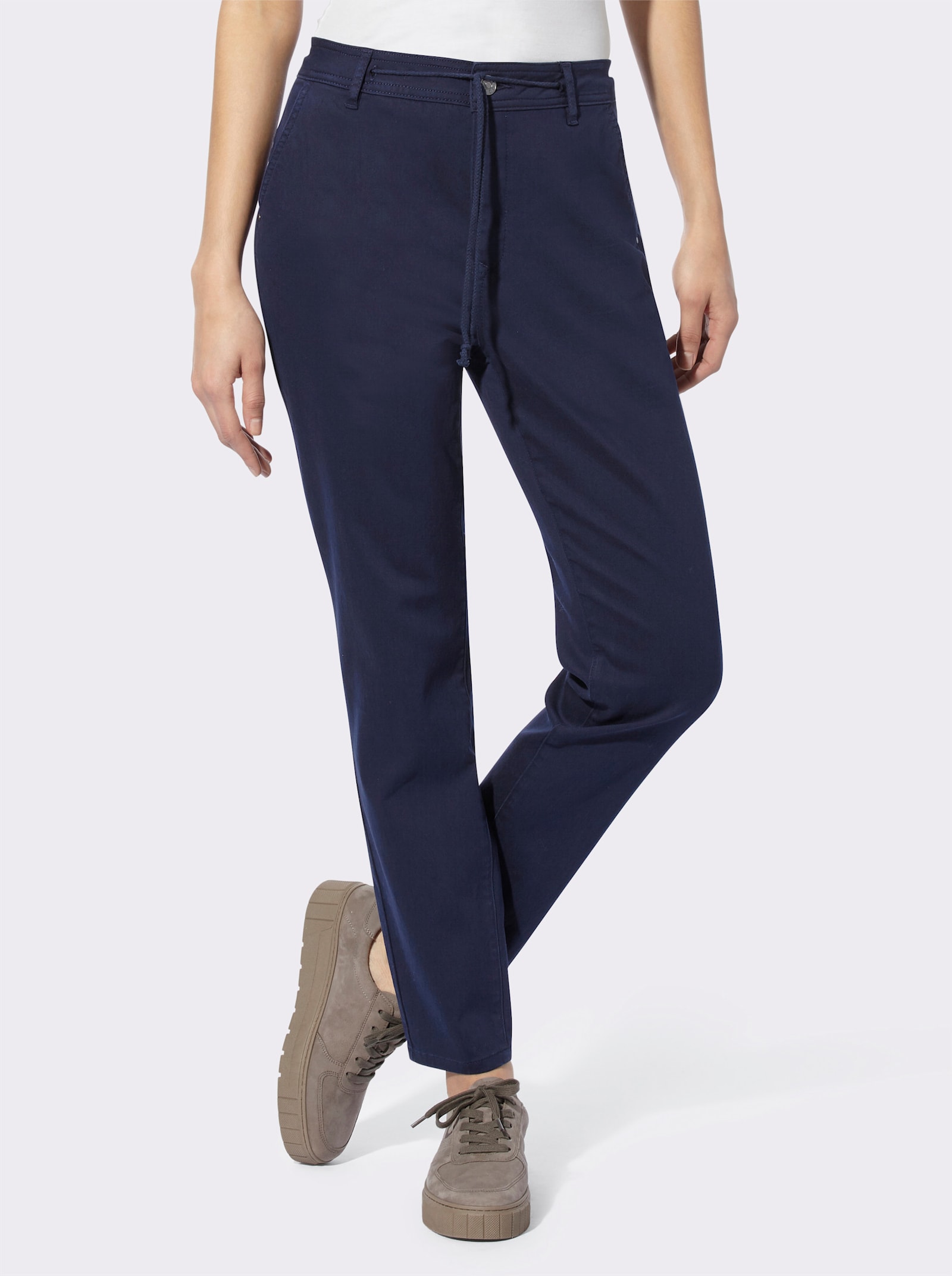heine Stretch-Jeans mit Tunnelzug und Bindeband - marine