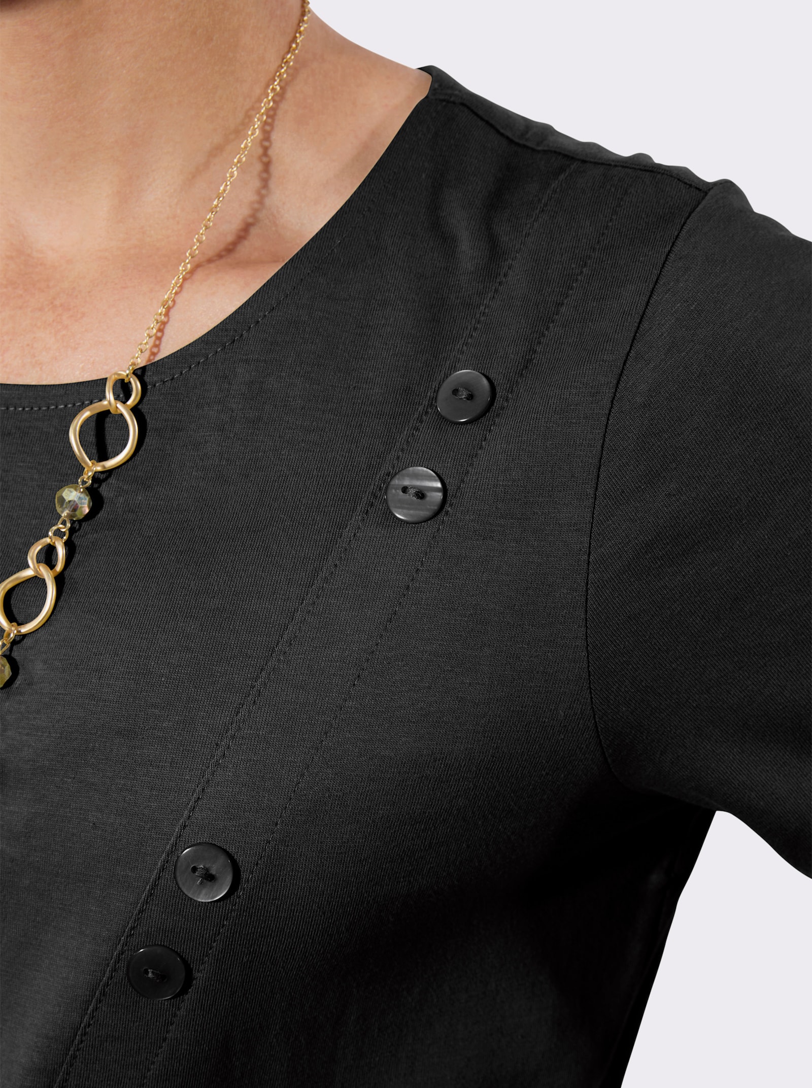 Longshirt asymmetrischer Schnitt - schwarz