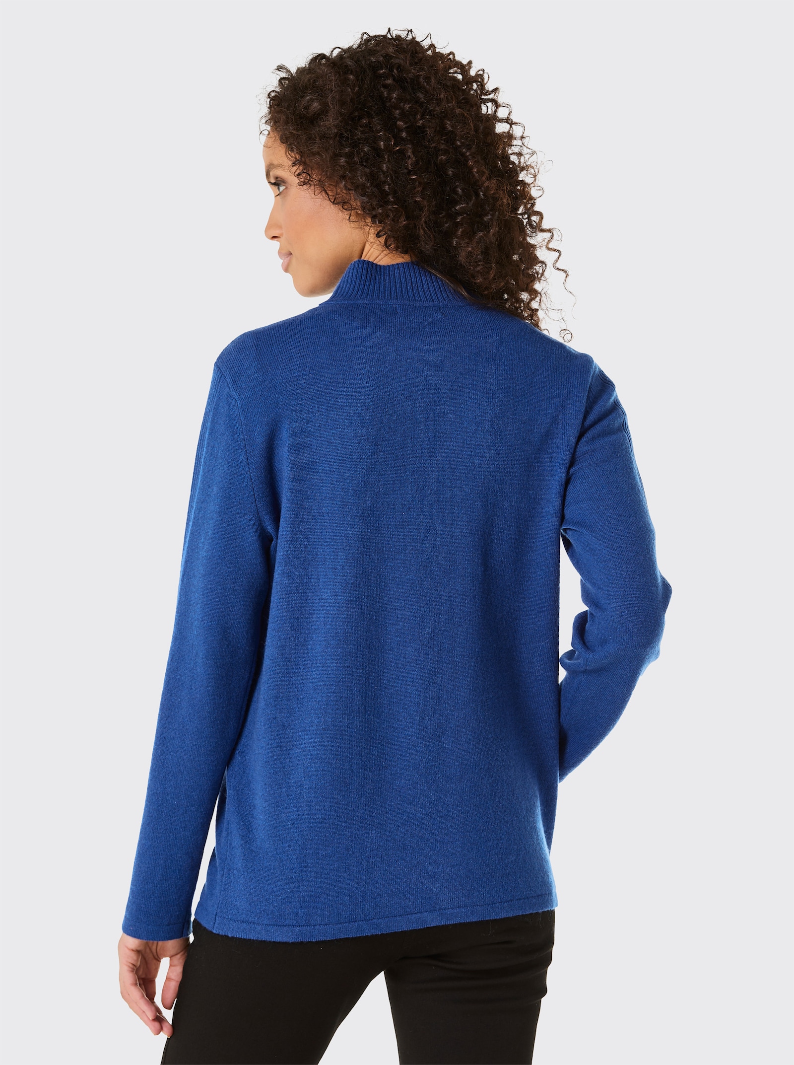 CREATION L PREMIUM Stehkragenpullover mit Kaschmir - royalblau