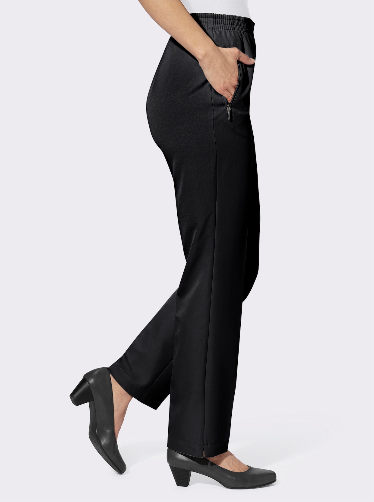 Stoffen broek - zwart + zwart/wit gestreept