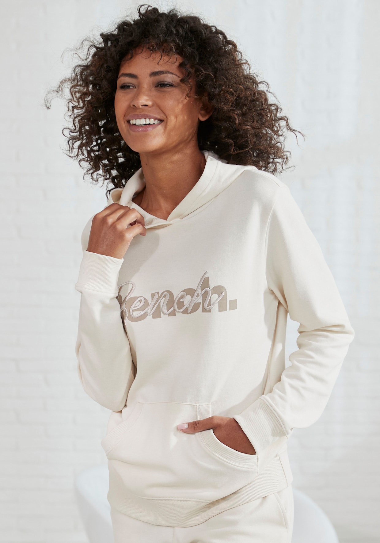 Sweatshirt met capuchon - zand
