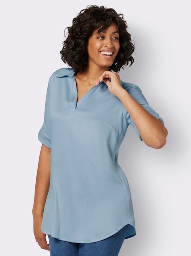Longbluse im Tunika-Stil, aus Viskose - hellblau