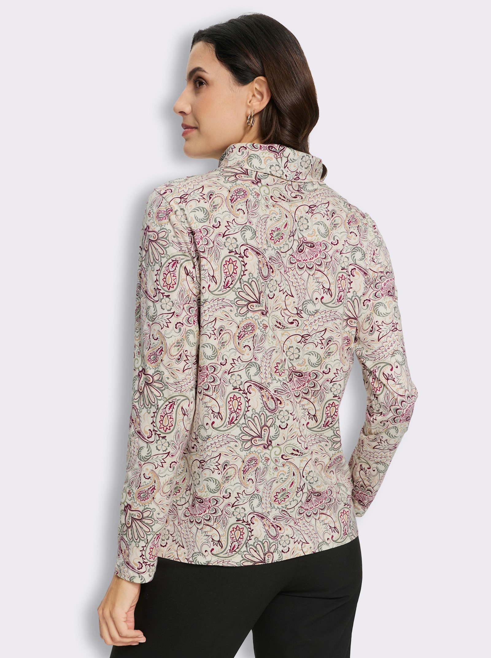 Rollkragenshirt mit Paisley-Muster - champagner-khaki-bedruckt