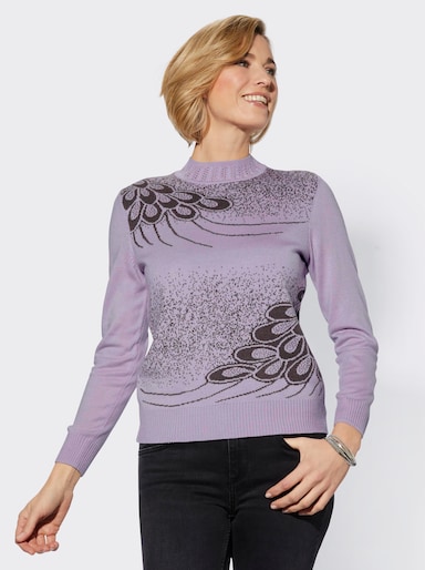 Stehkragenpullover mit Intarsien-Muster - flieder-gemustert