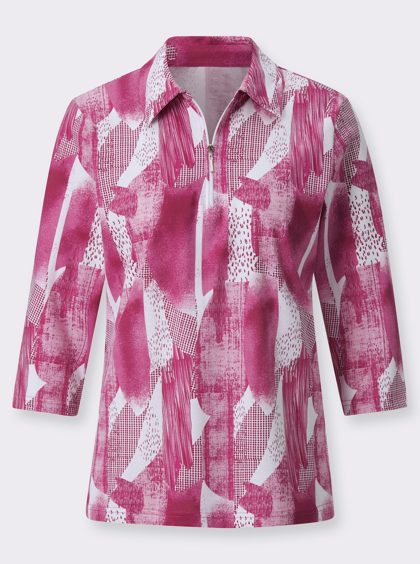 Poloshirt mit kurzem Reissverschluss - erika-weiss-bedruckt