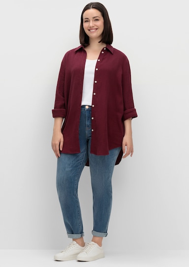 sheego Baumwollbluse - weinrot