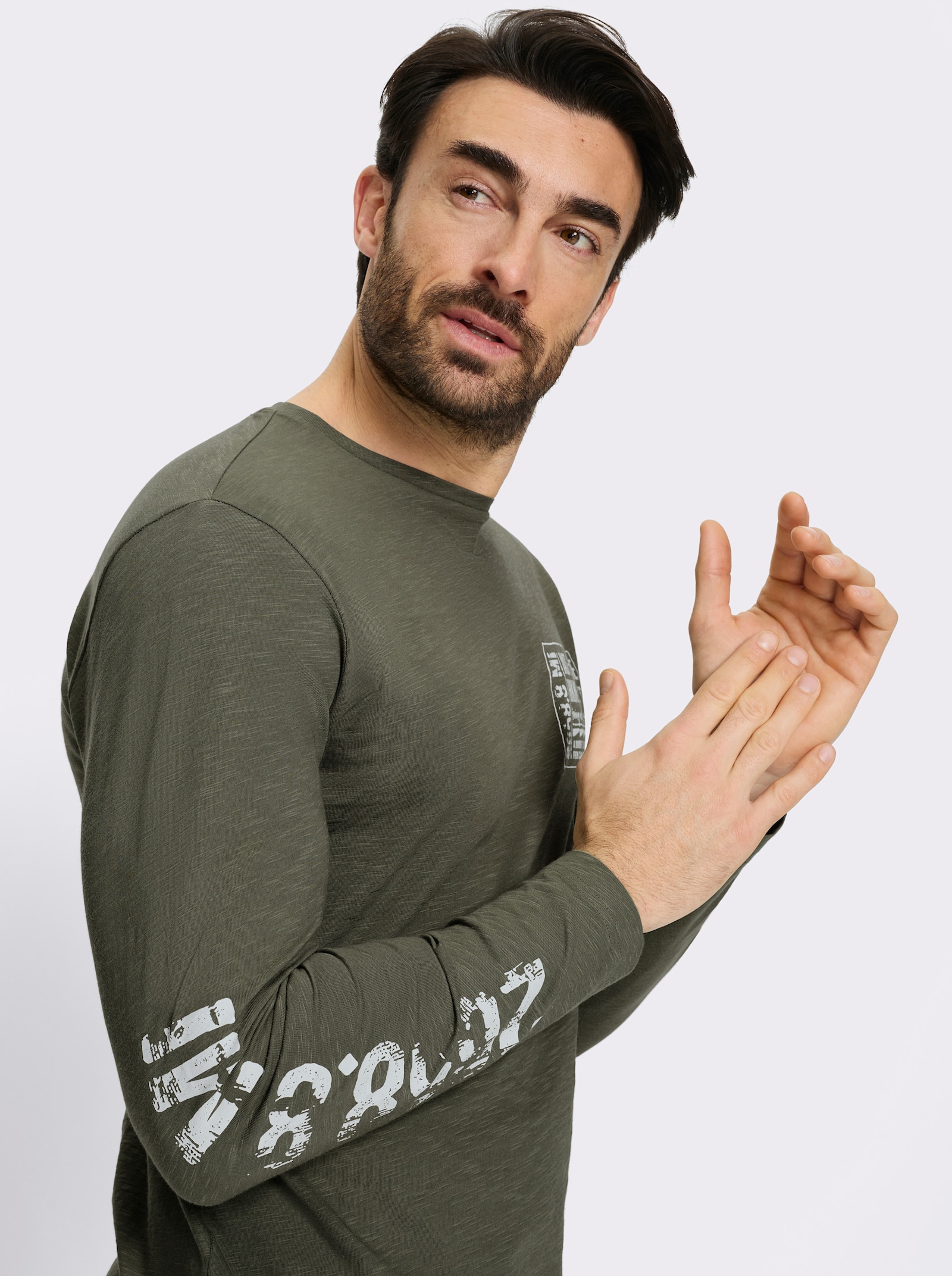 Catamaran Langarmshirt mit platziertem Druck - khaki-bedruckt