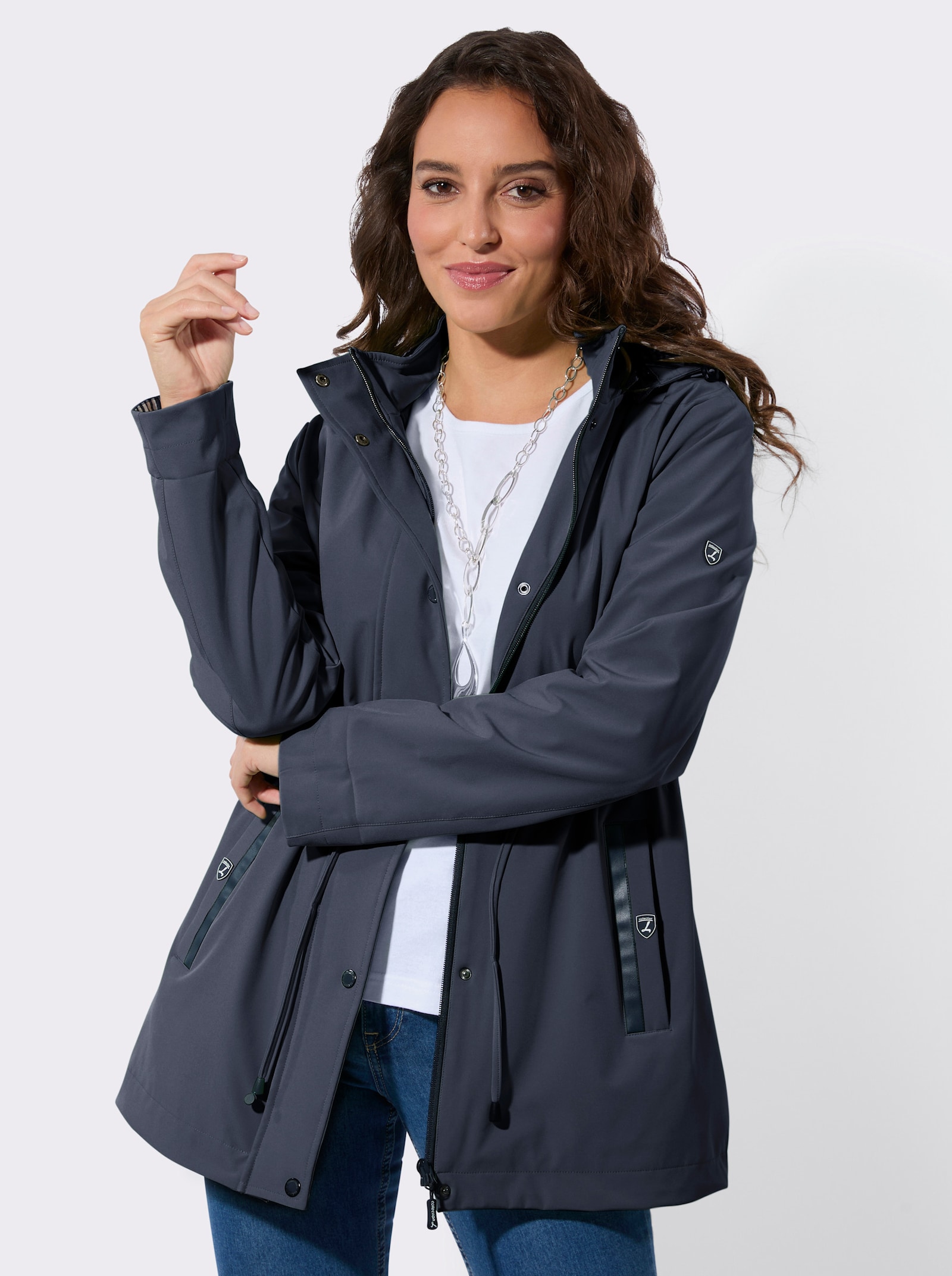 Softshelljacke mit abnehmbarer Kapuze - marine