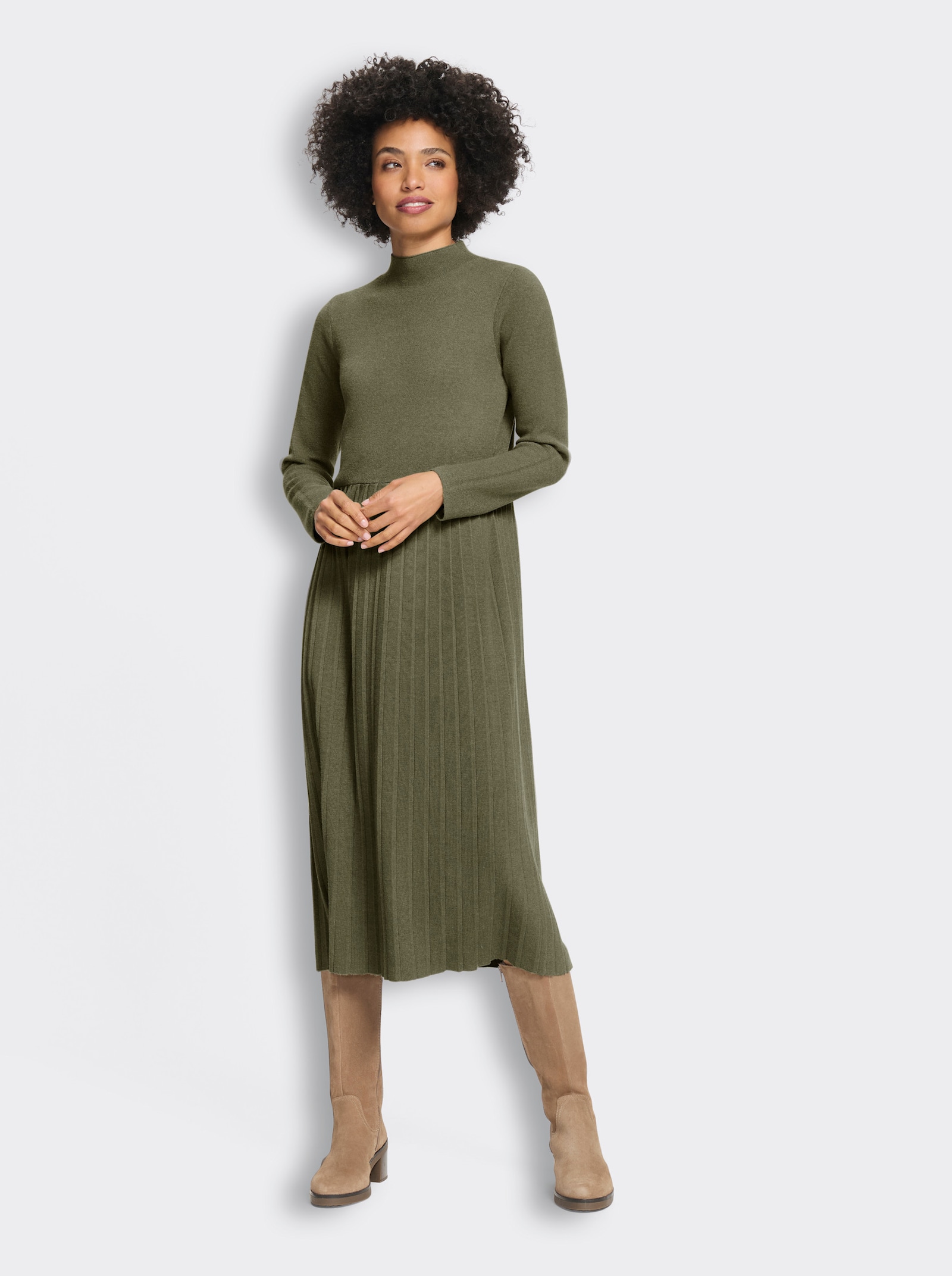 heine Strickkleid in Melange-Optik - khaki-meliert