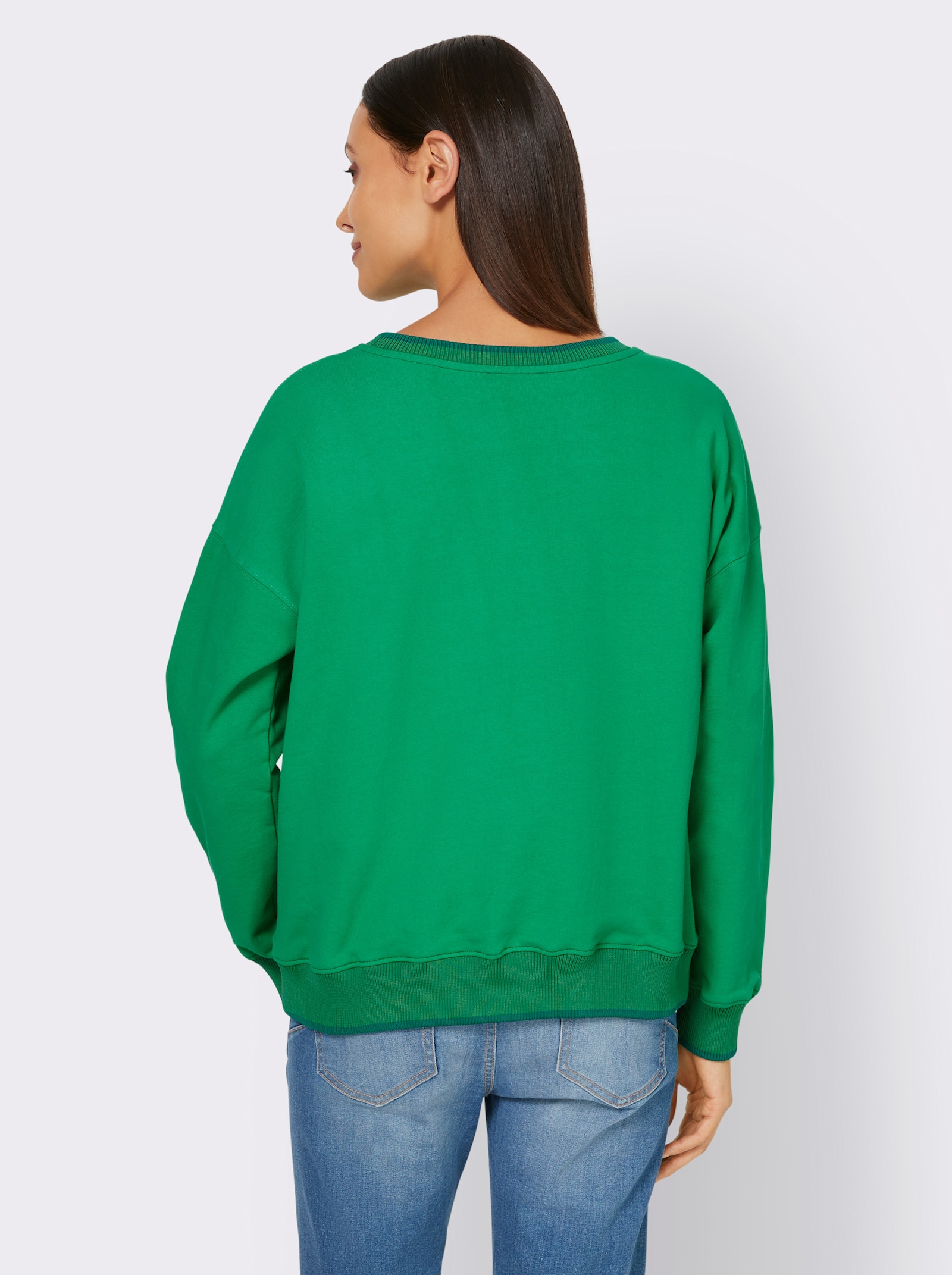 heine Sweatshirt mit Kontraststreifen - grasgrün