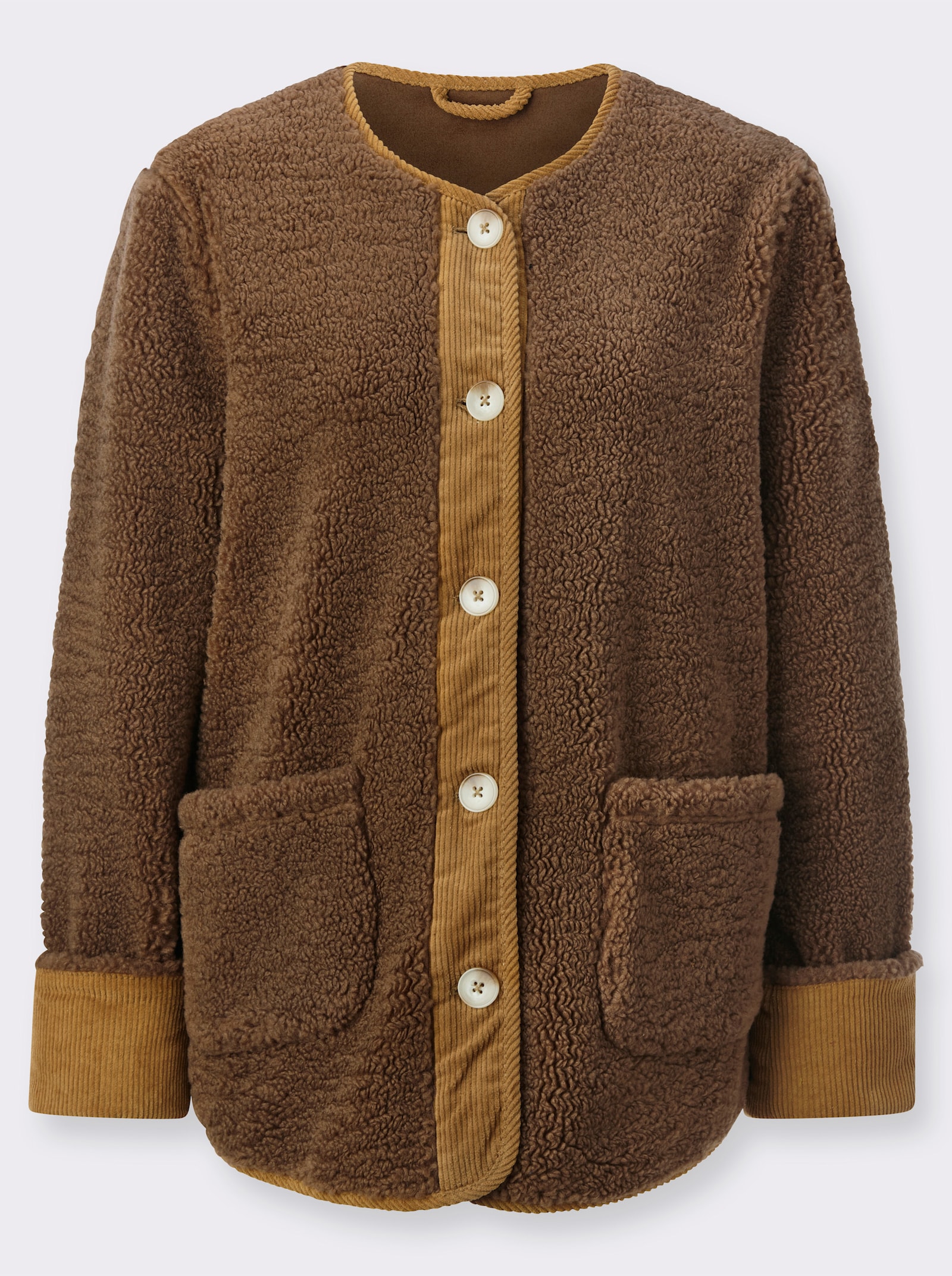 Jacke aus Teddy-Fleece - braun-camel