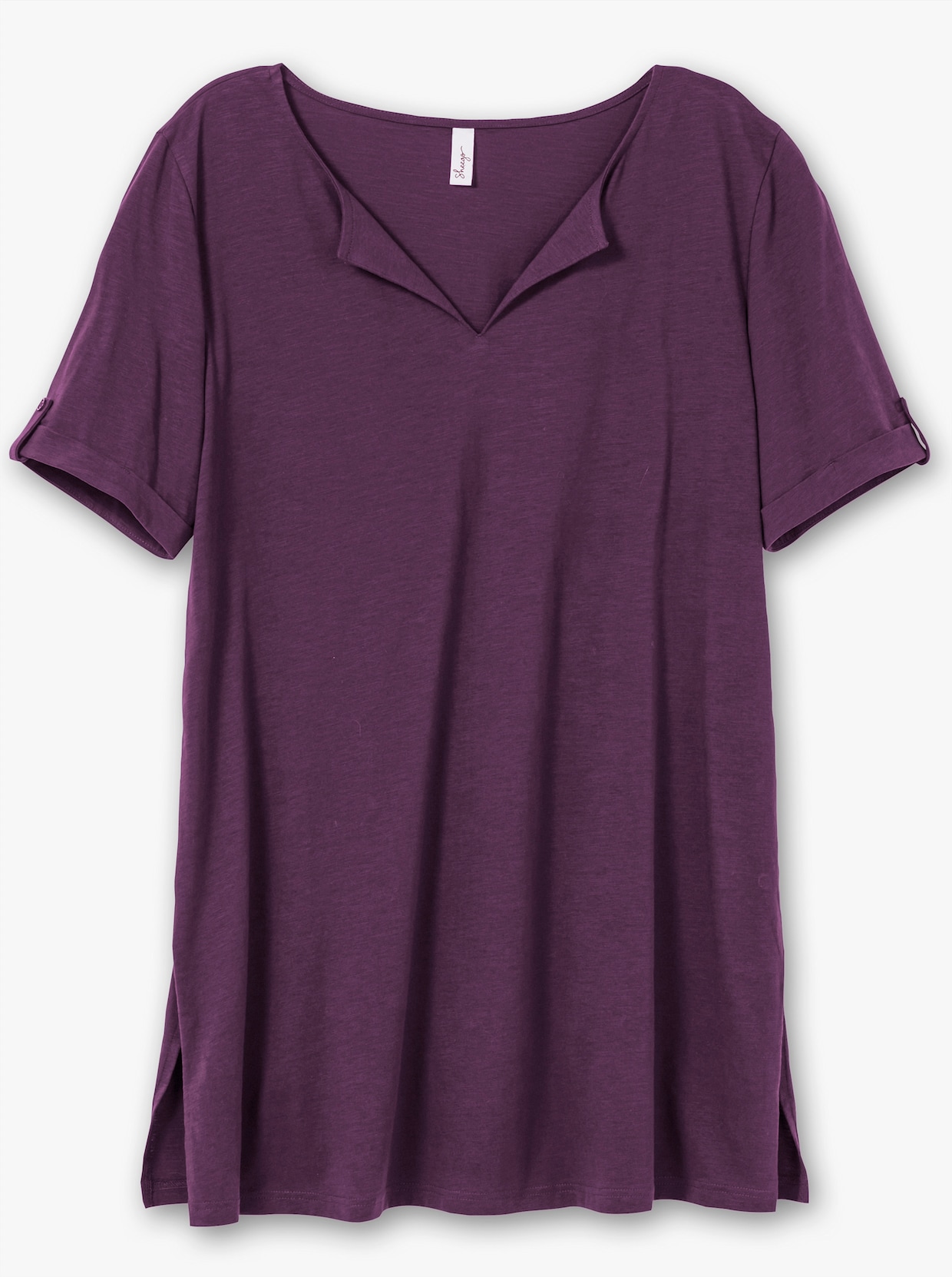 sheego Longshirt mit geschlitztem Ausschnitt - traube