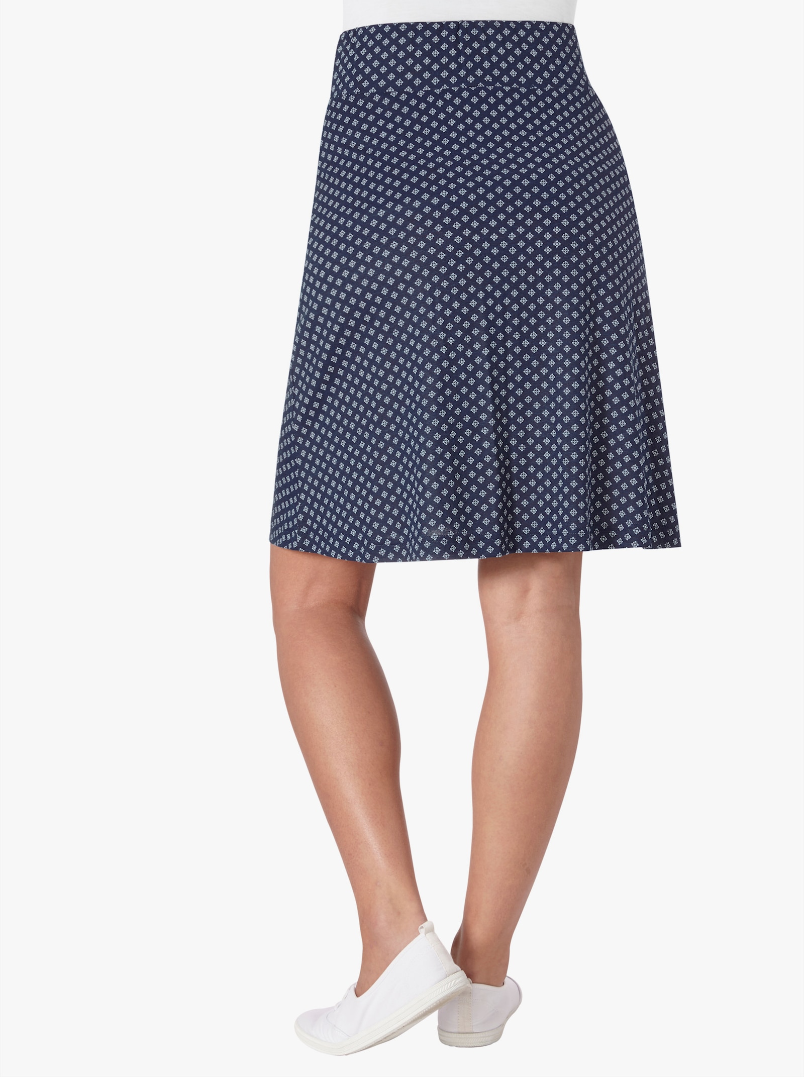 Jerseyrok met comfortband aan de binnenzijde - marine/wit gedessineerd