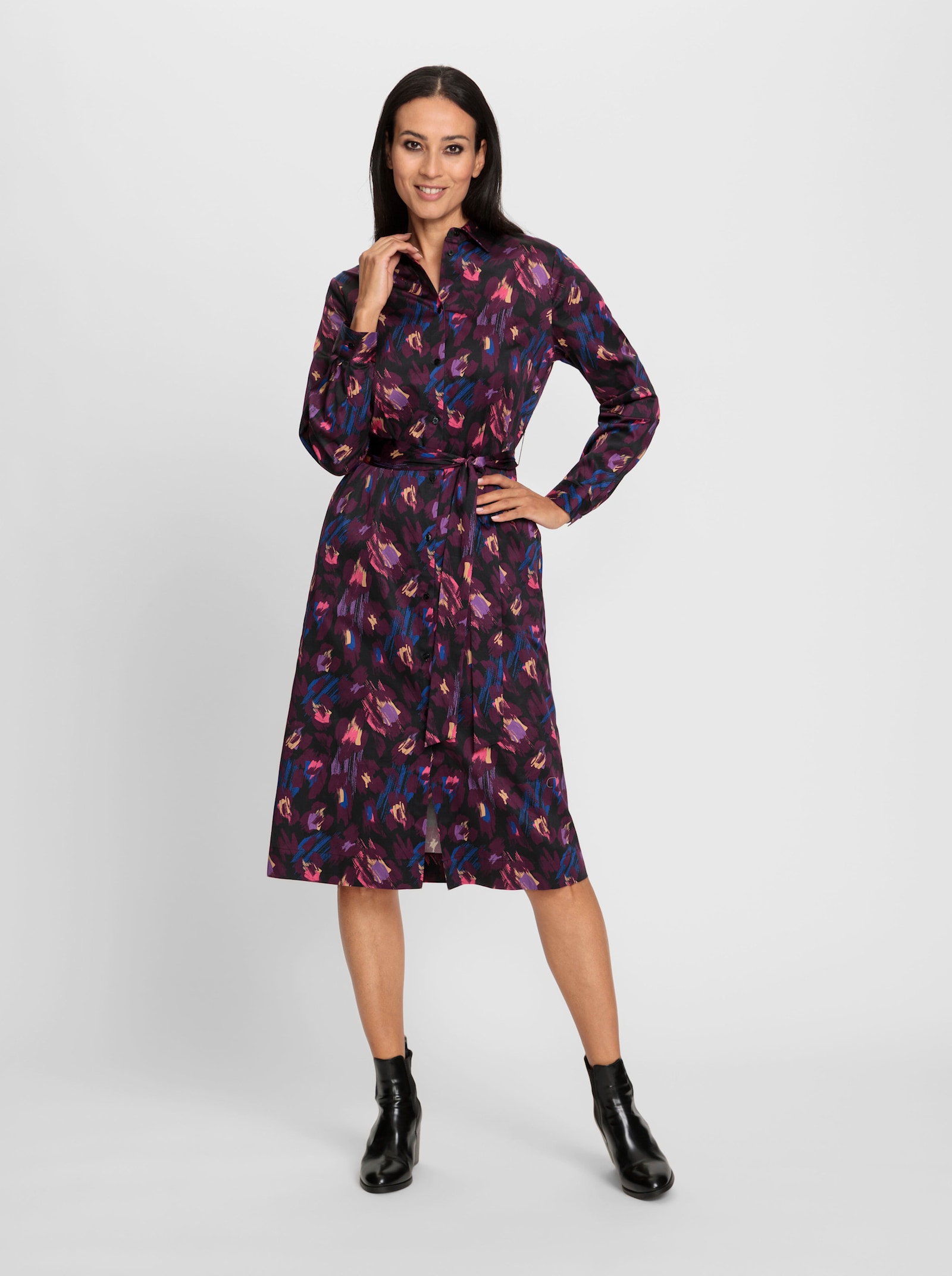 heine Robe-chemisier avec patte de boutonnage sur toute la longueur - chamois-violet imprimé