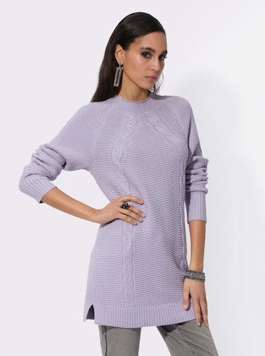 Longpullover mit Pailletten - flieder