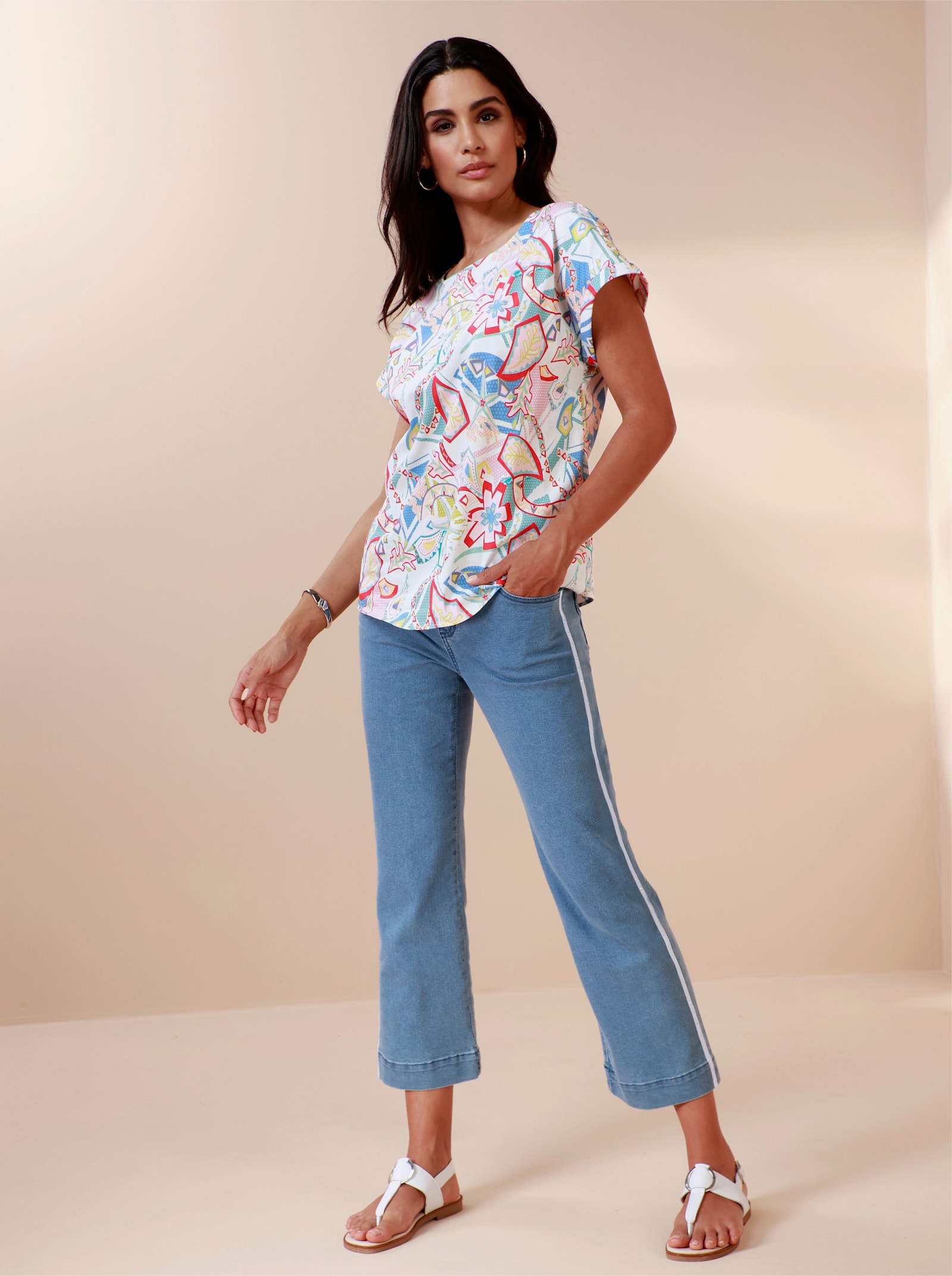 heine Jeans mit Galonstreifen - blue-bleached