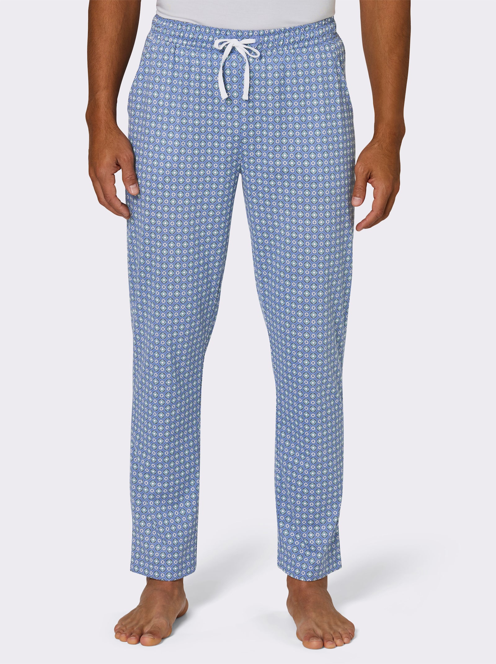 wäschepur men Hose lang - mittelblau-ozean-bedruckt