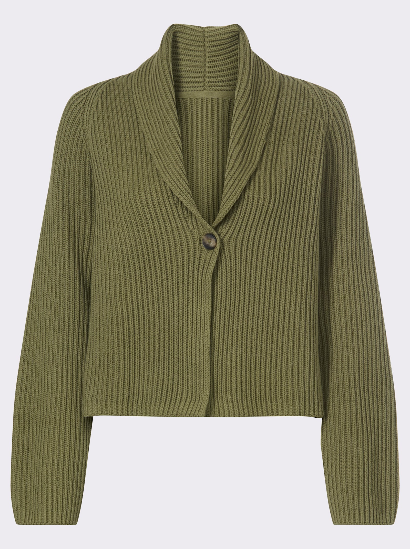 heine Strickjacke mit Rippstruktur - oliv