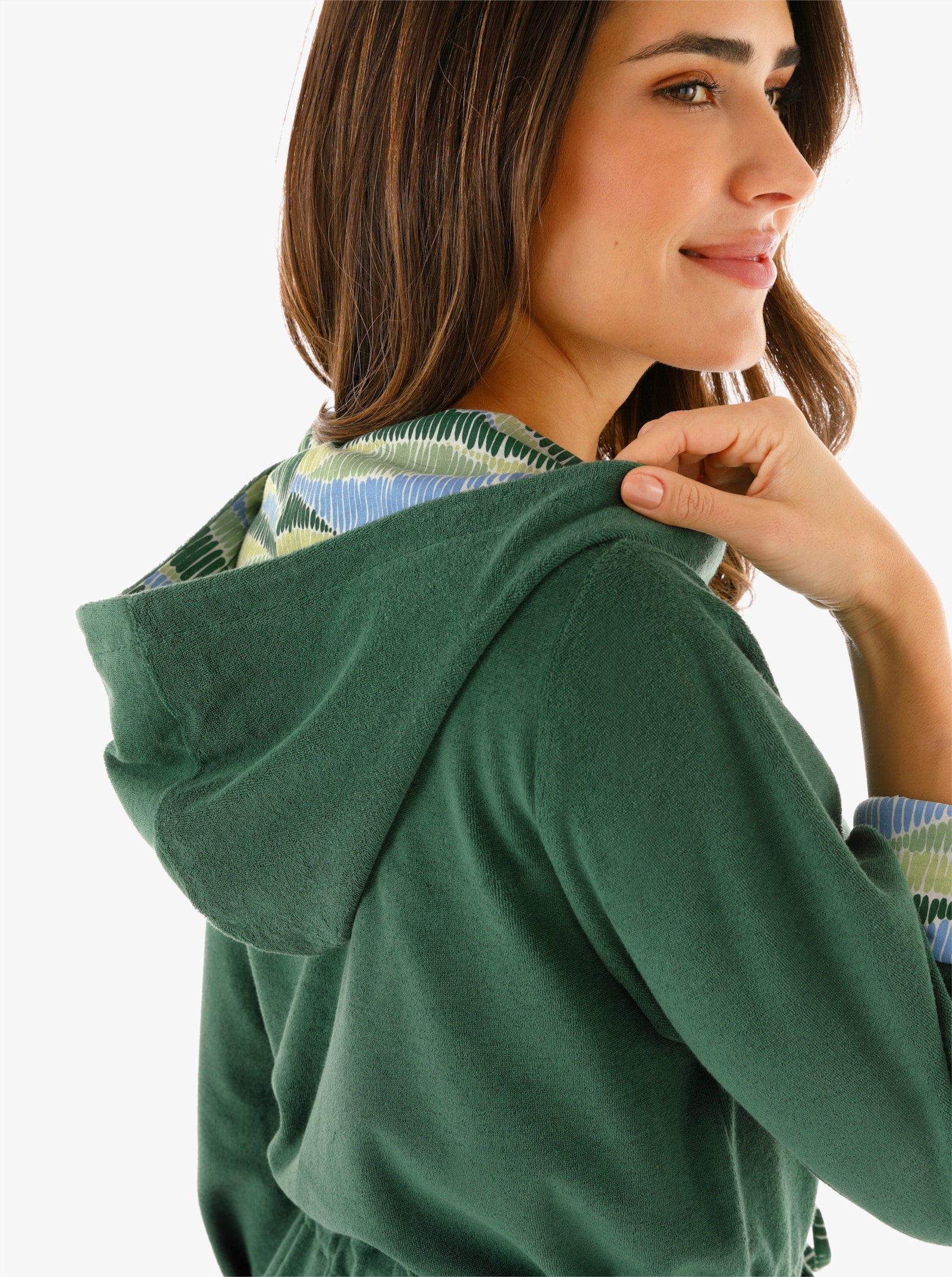 feel good Bademantel - moos-eucalyptus-gemustert