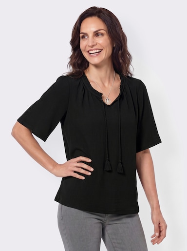 Shirt in Jacquard-Struktur - schwarz
