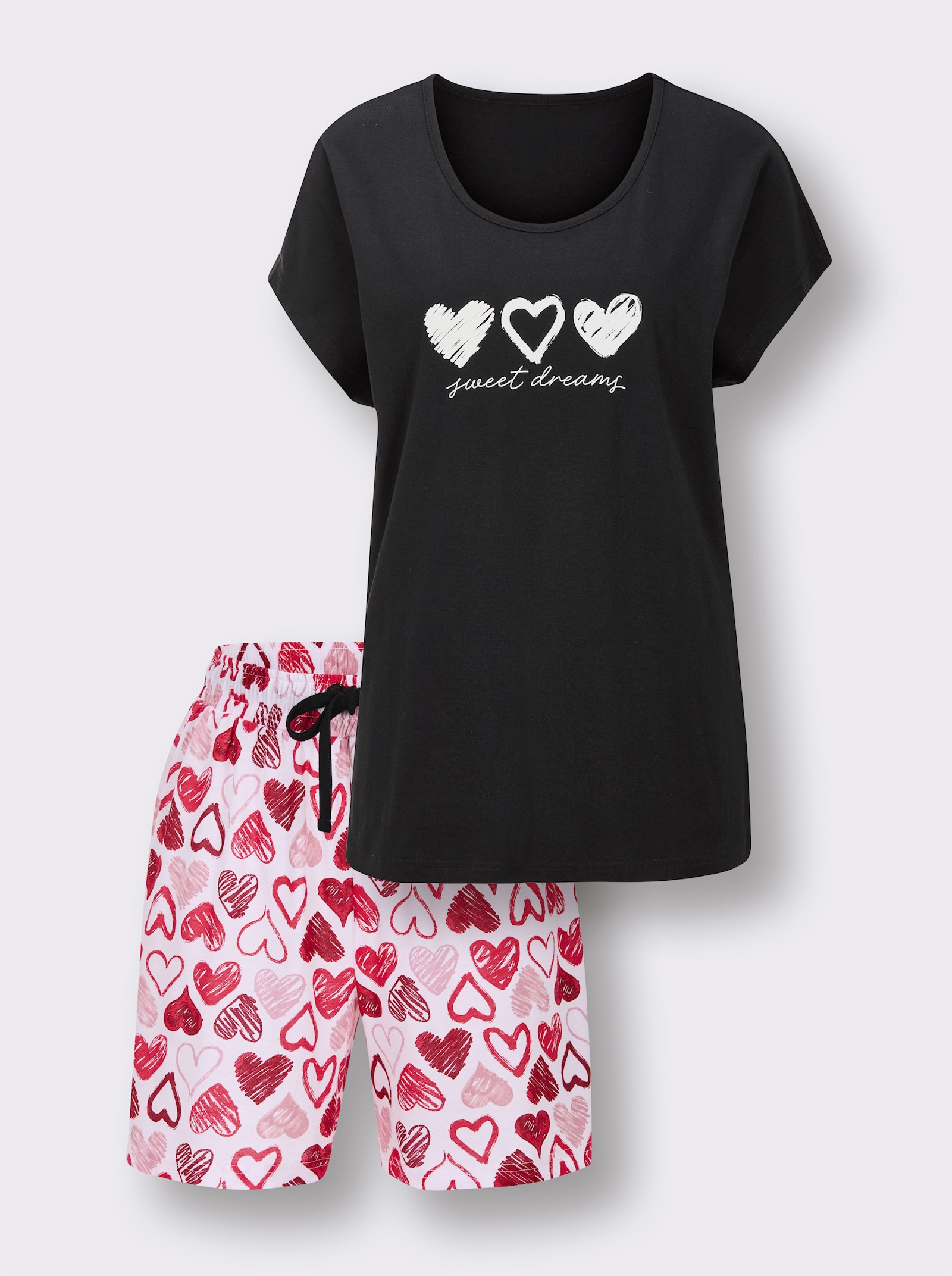 wäschepur Pyjama court - noir-rouge imprimé